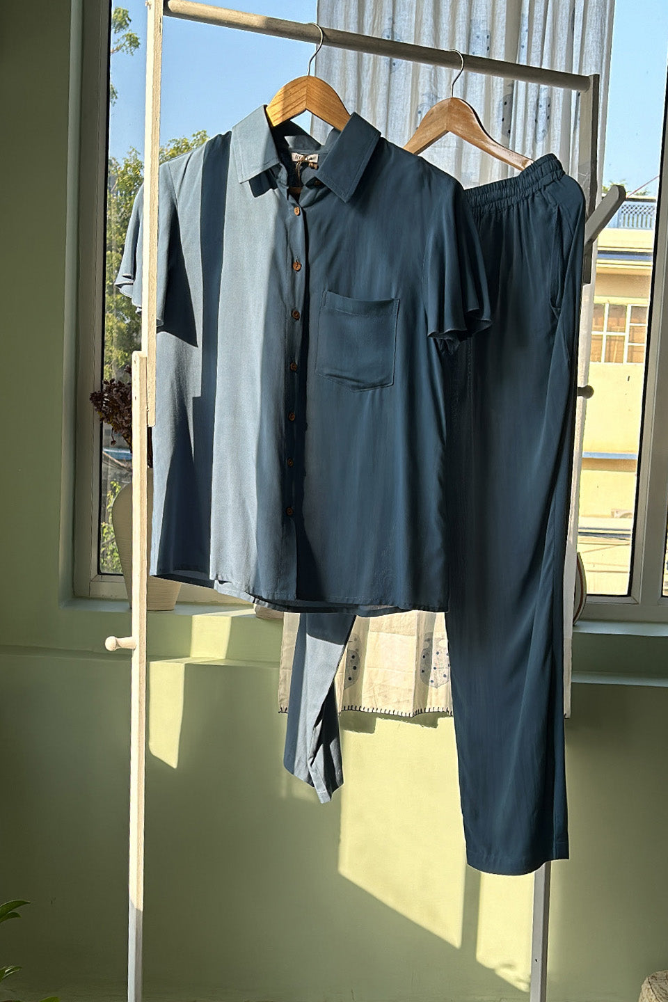 Navy Blue Cotton Co-ord Set (Set of Two)