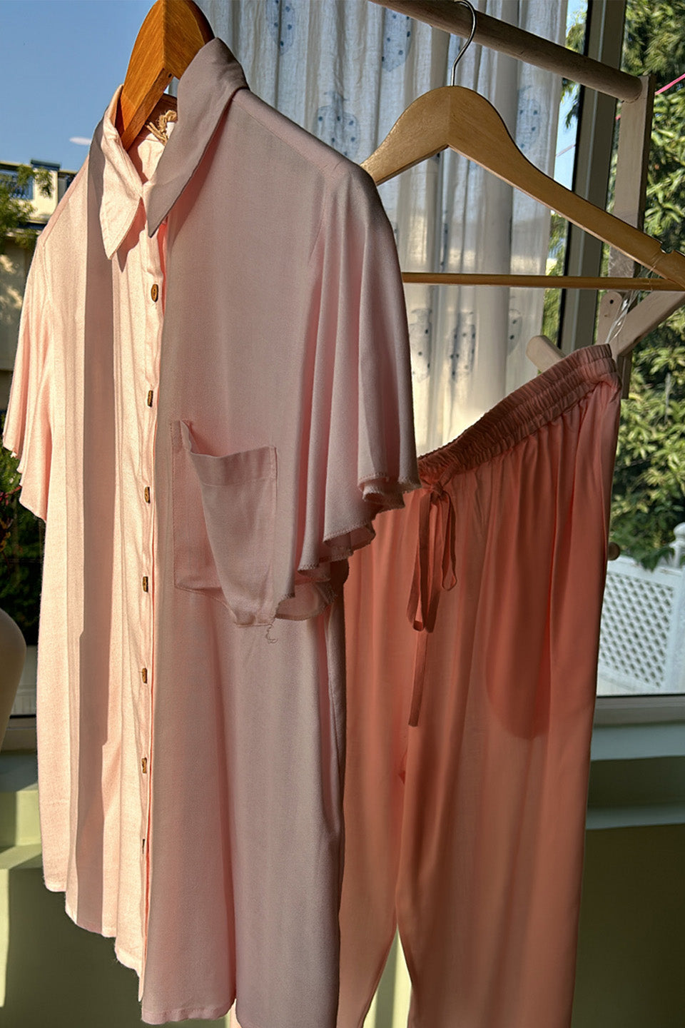 Pink Cotton Co-ord Set (Set of Two)