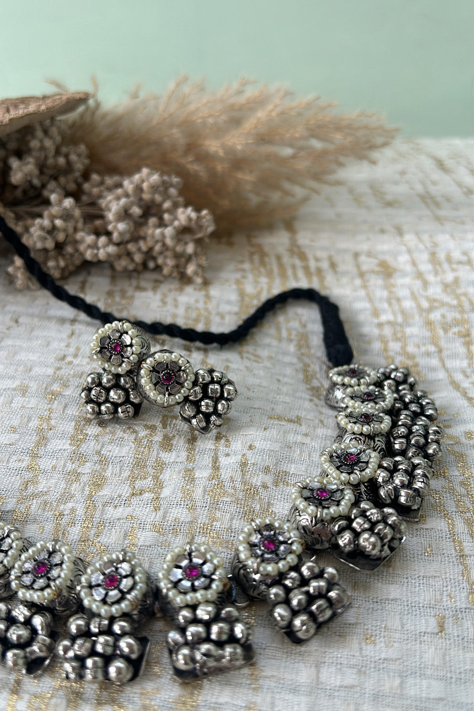 The Rani Silver Necklace with Earrings (Silver Plated)