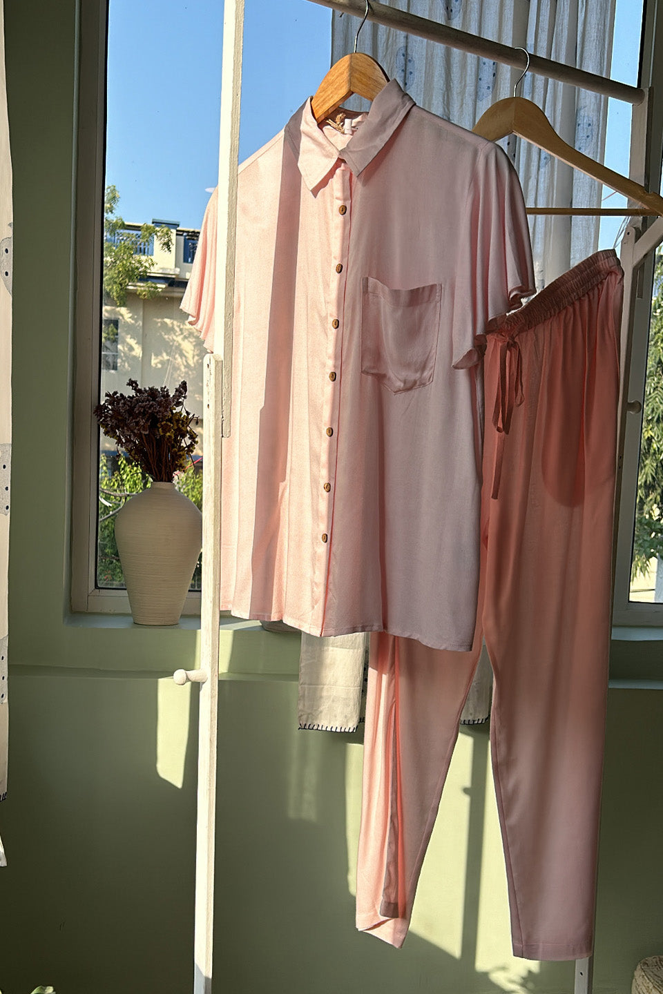 Pink Cotton Co-ord Set (Set of Two)