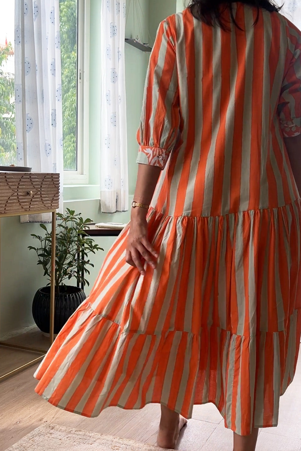 Orange Striped Cotton Maxi -Founder's pick!