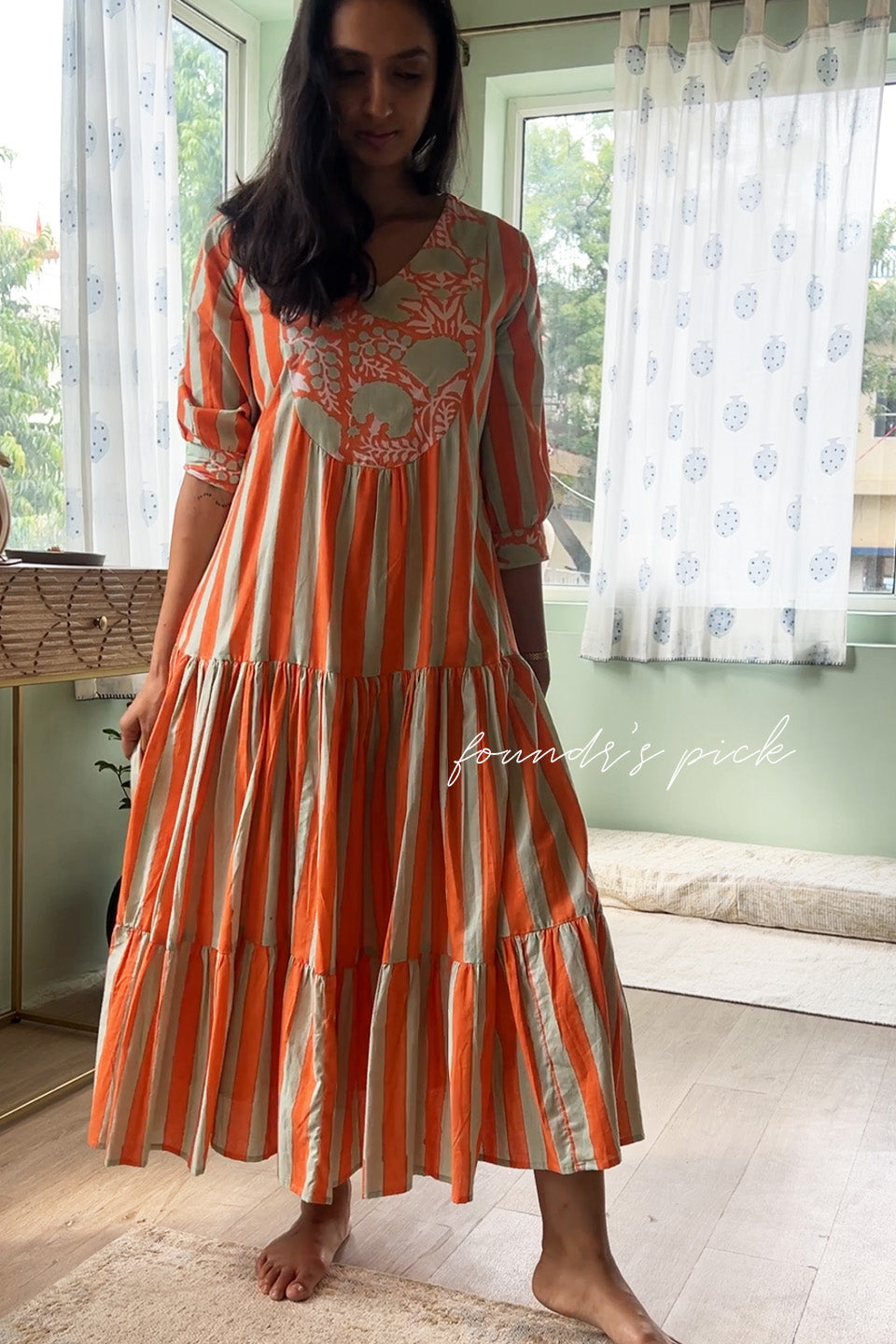 Orange Striped Cotton Maxi -Founder's pick!