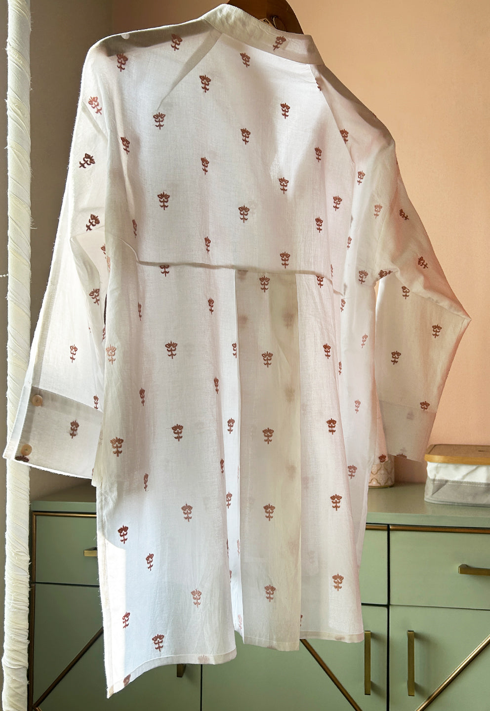 Rust Pink Mughal Motif Embroidered Cotton (Shirt only)