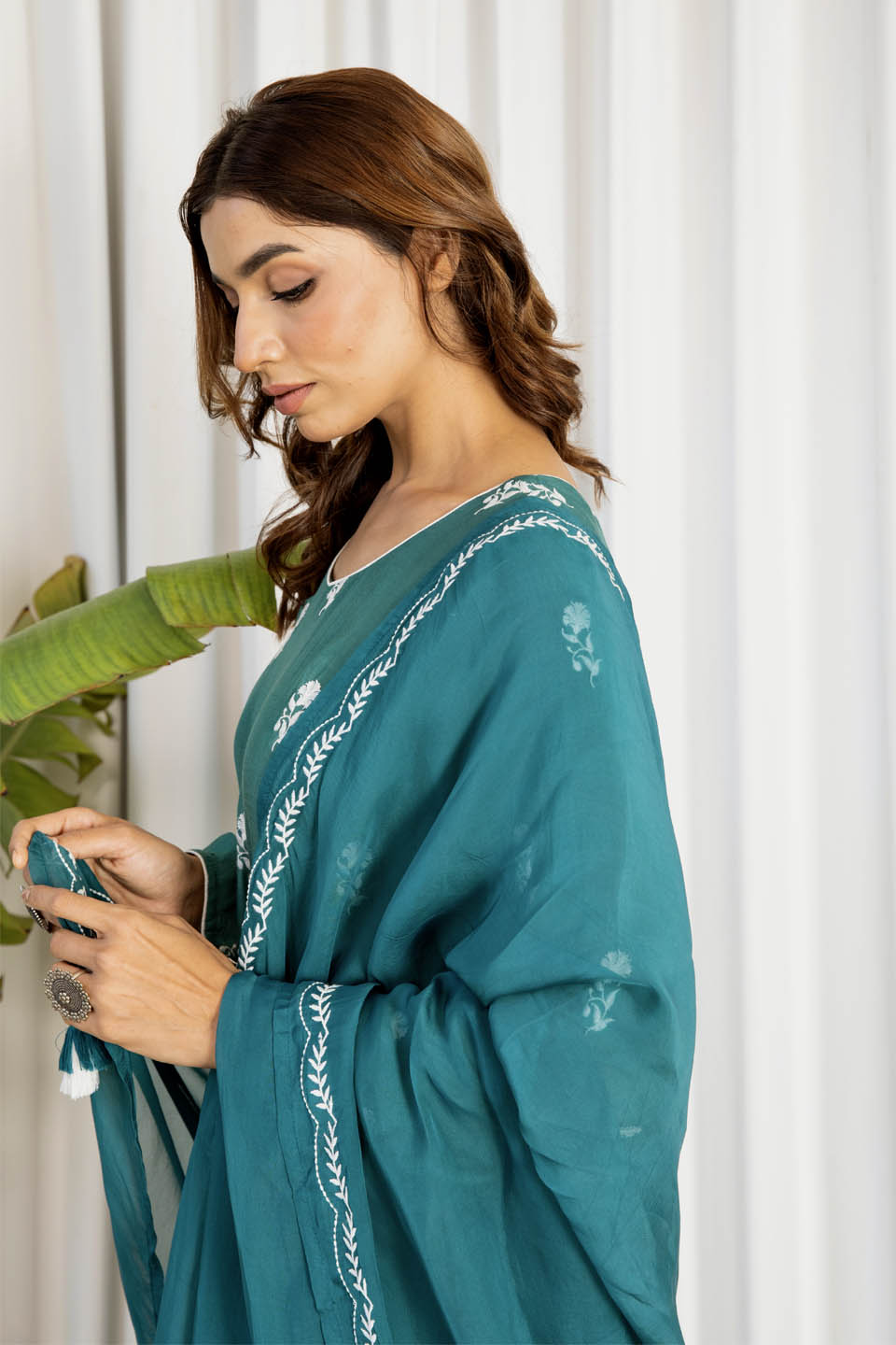 Sapphire Green Anarkali (Set of Two)