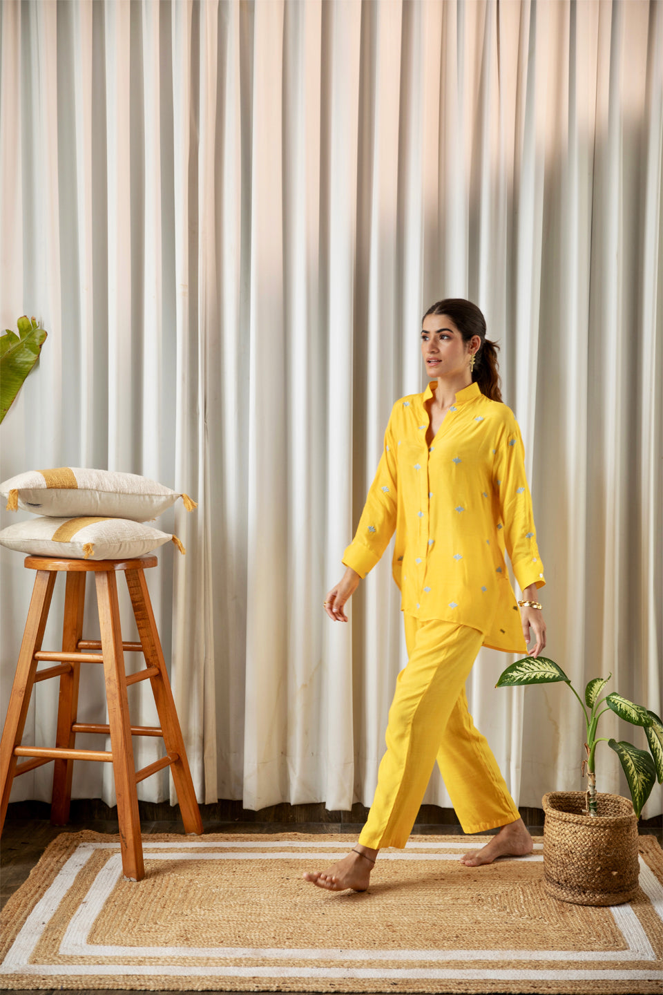 Yellow Embroidered Co-ord Set (Set of Two)