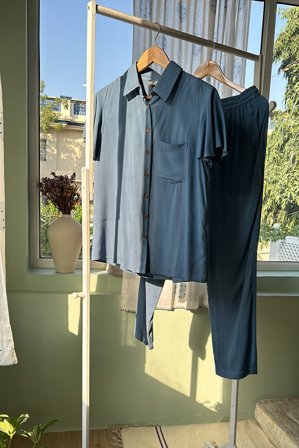 Navy Blue Cotton Co-ord Set (Set of Two)