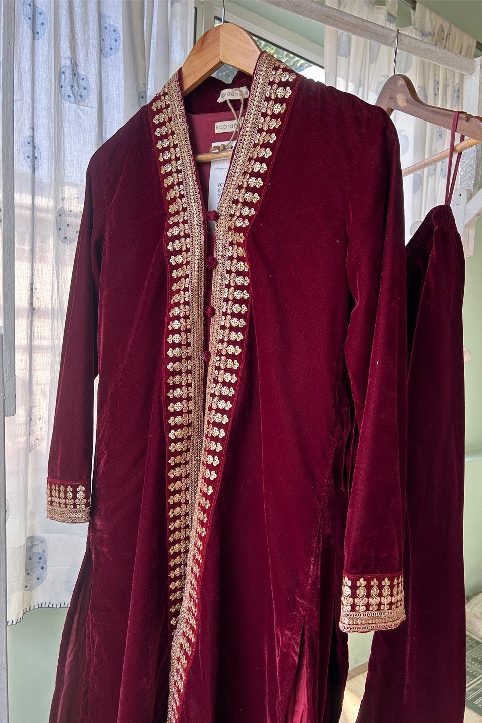 Maroon Velvet Ensemble (Set of Three)