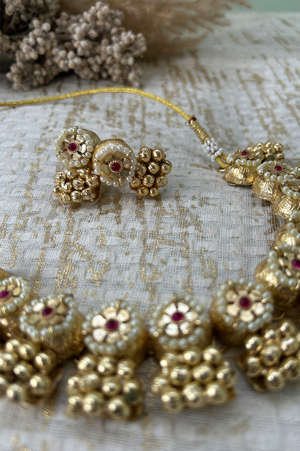 The Rani Silver Necklace with Earrings (Gold Plated)