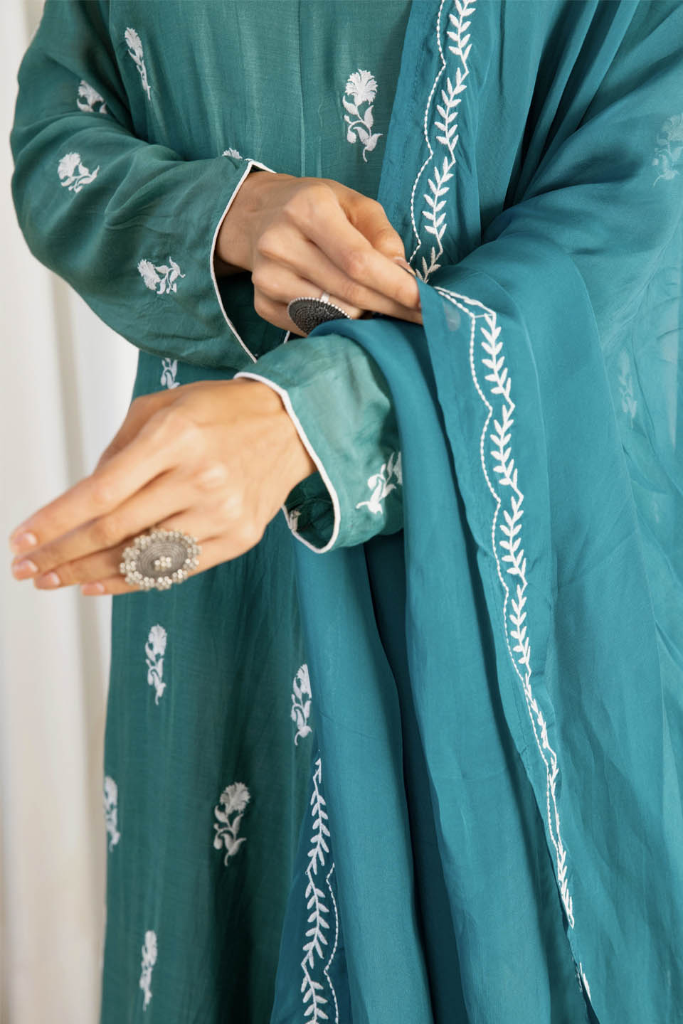 Sapphire Green Anarkali (Set of Two)