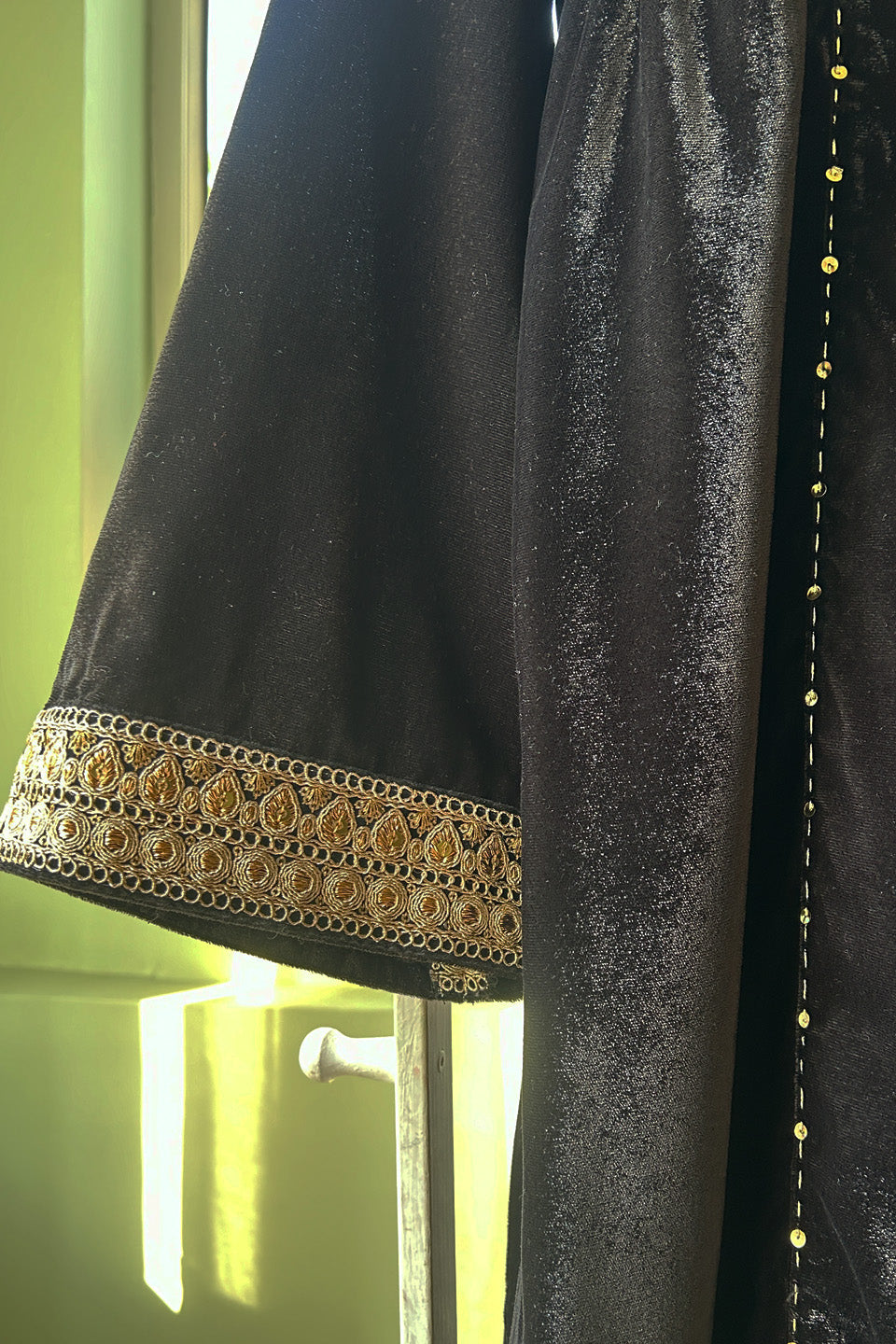 Elegant Black Velvet Ensemble (Set of Two)
