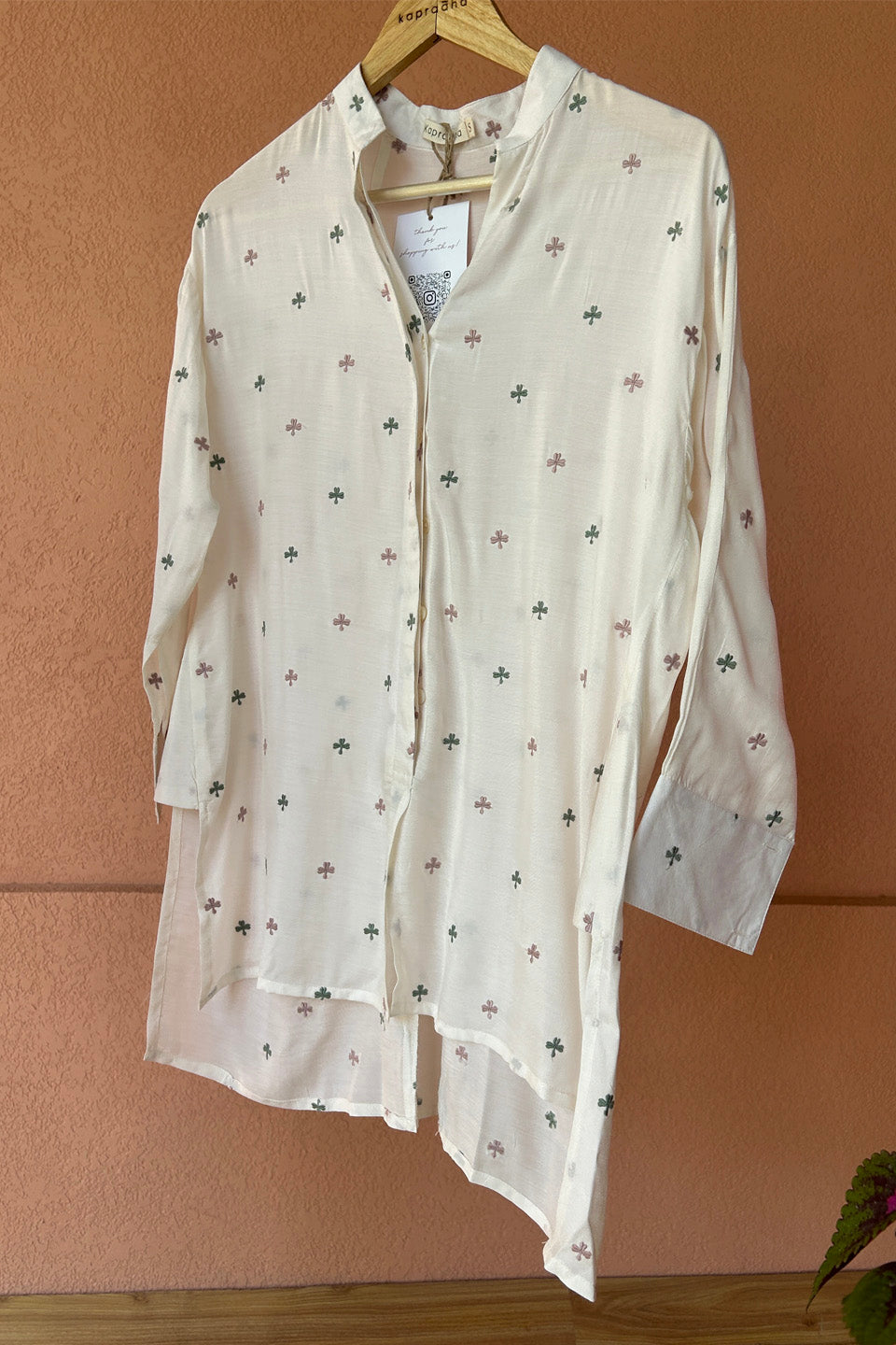 Embroidered Ivory Muslin Shirt