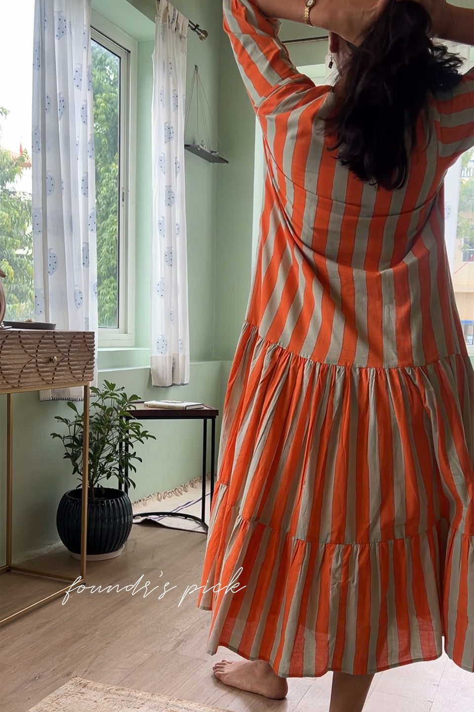 Orange Striped Cotton Maxi -Founder's pick!