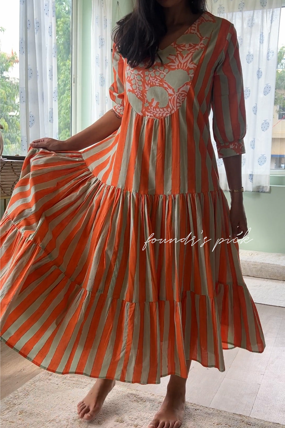 Orange Striped Cotton Maxi -Founder's pick!
