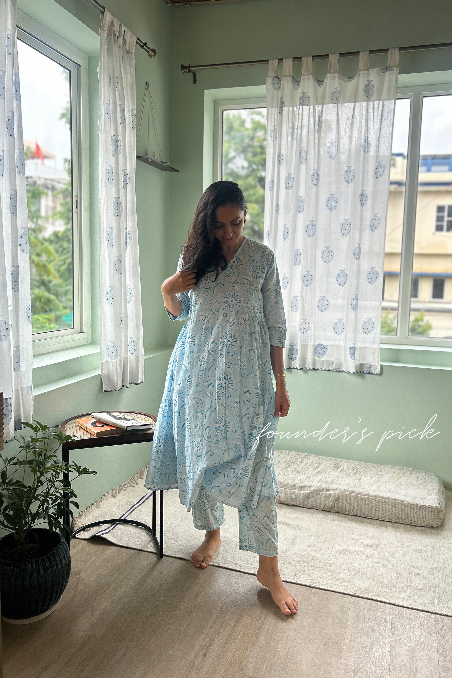 Sky Blue Soft Cotton Tunic (Set of Two)