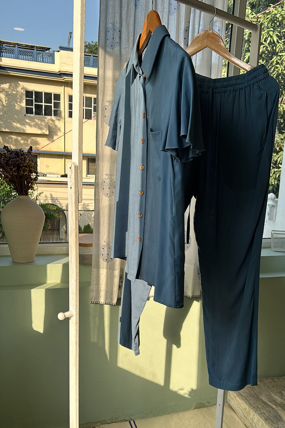 Navy Blue Cotton Co-ord Set (Set of Two)