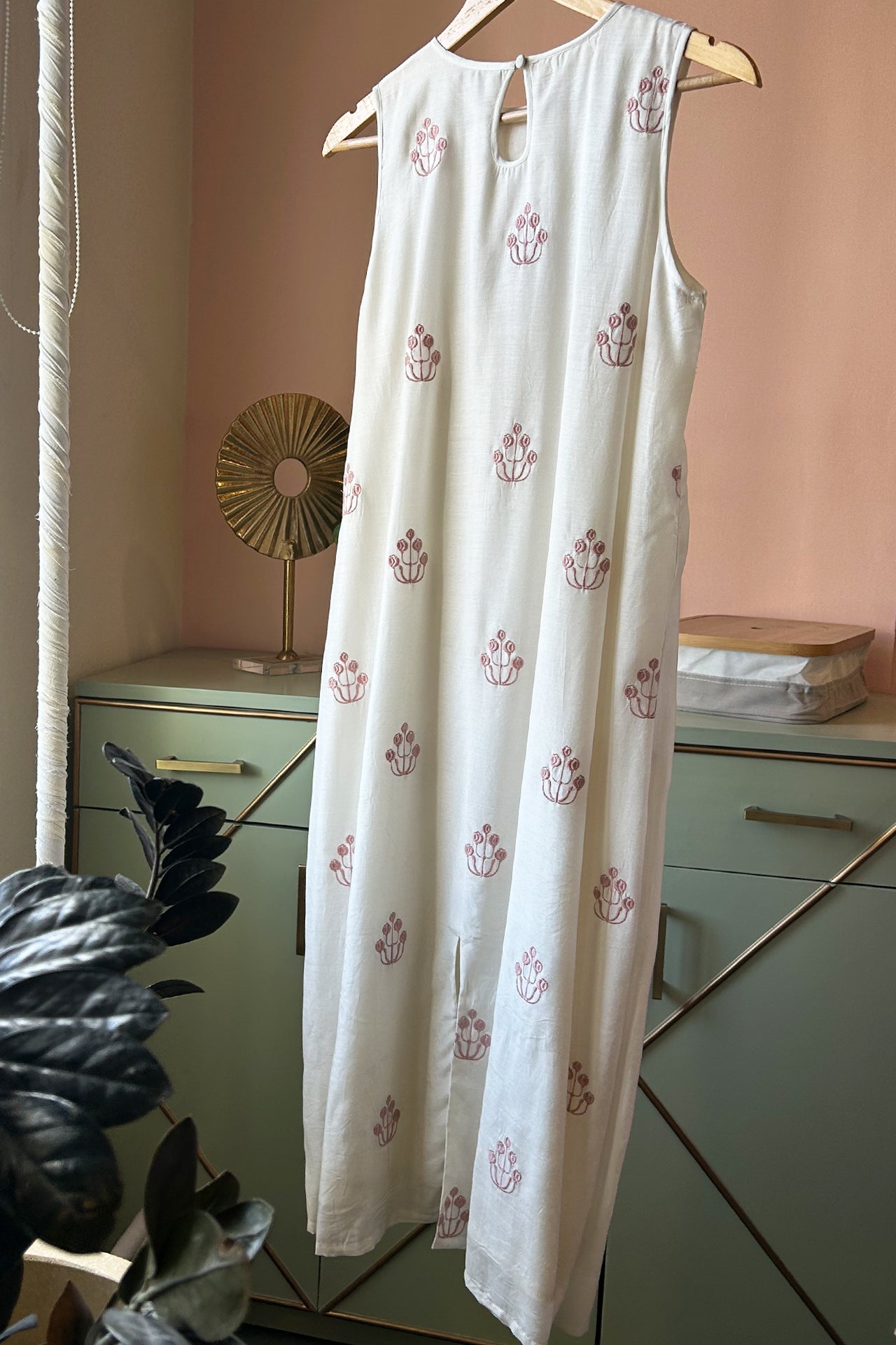 Muslin Embroidered Ivory Maxi