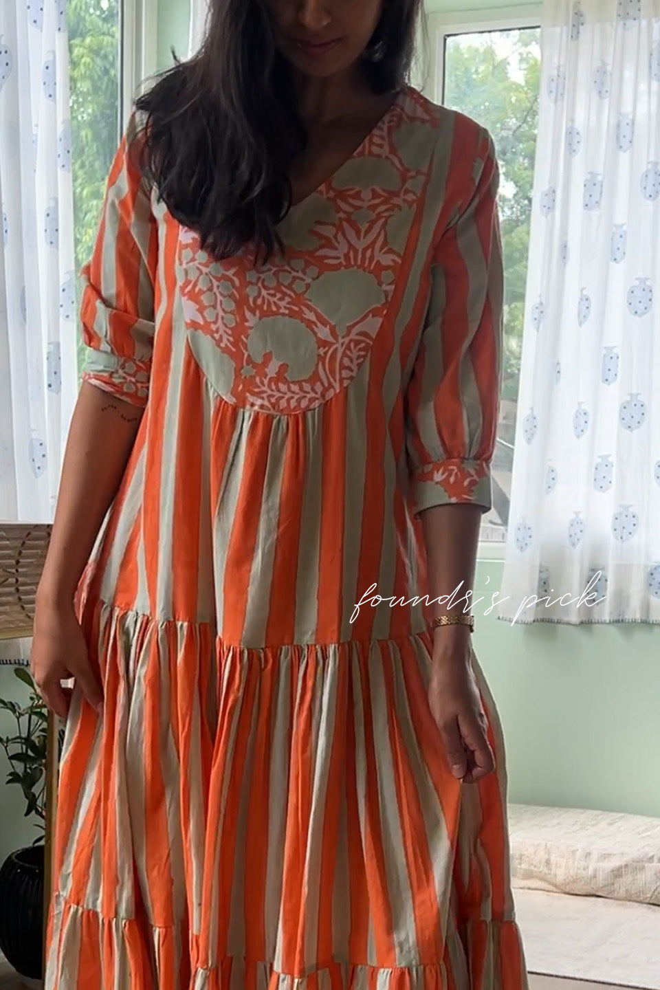 Orange Striped Cotton Maxi -Founder's pick!