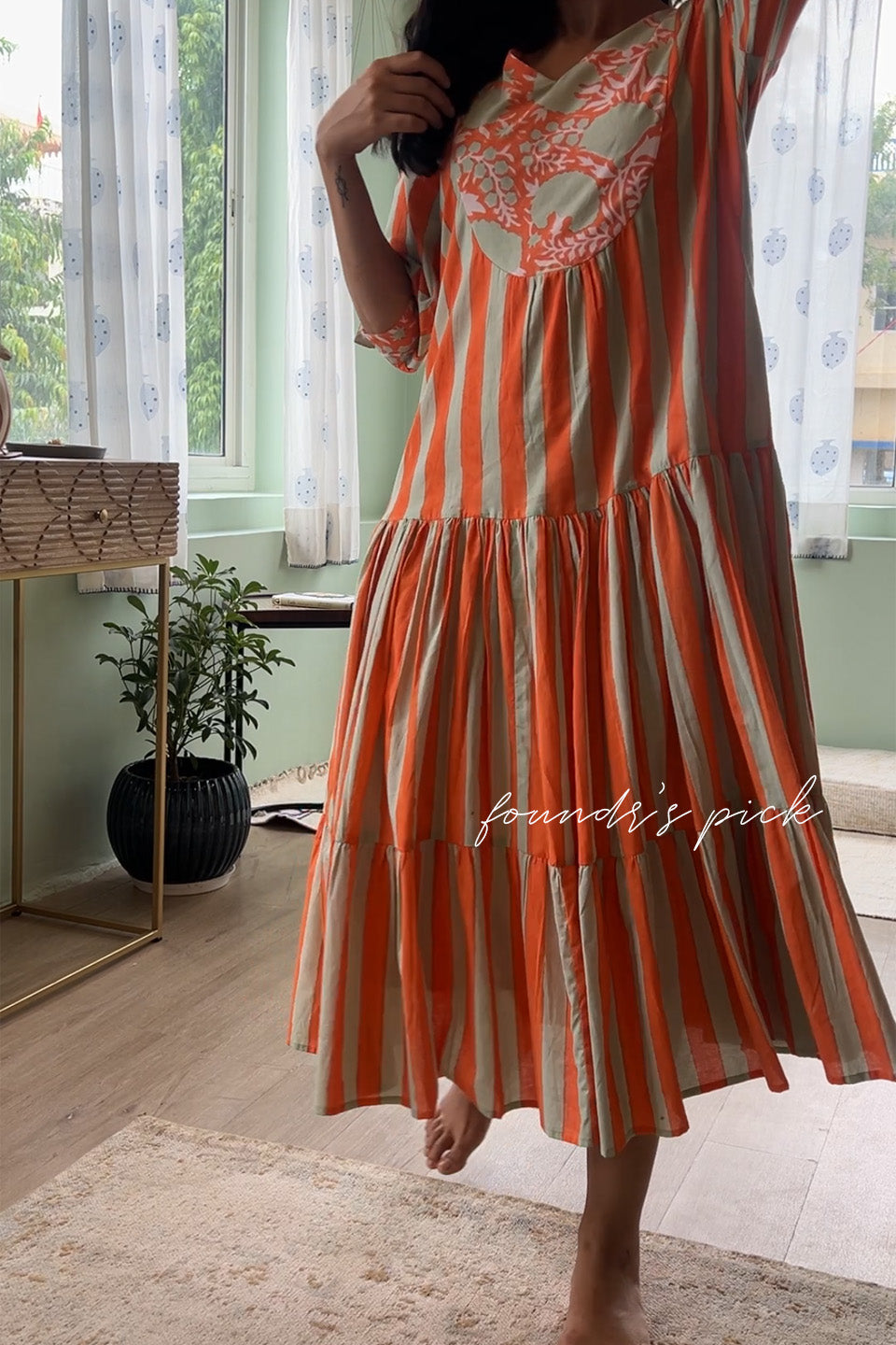 Orange Striped Cotton Maxi -Founder's pick!