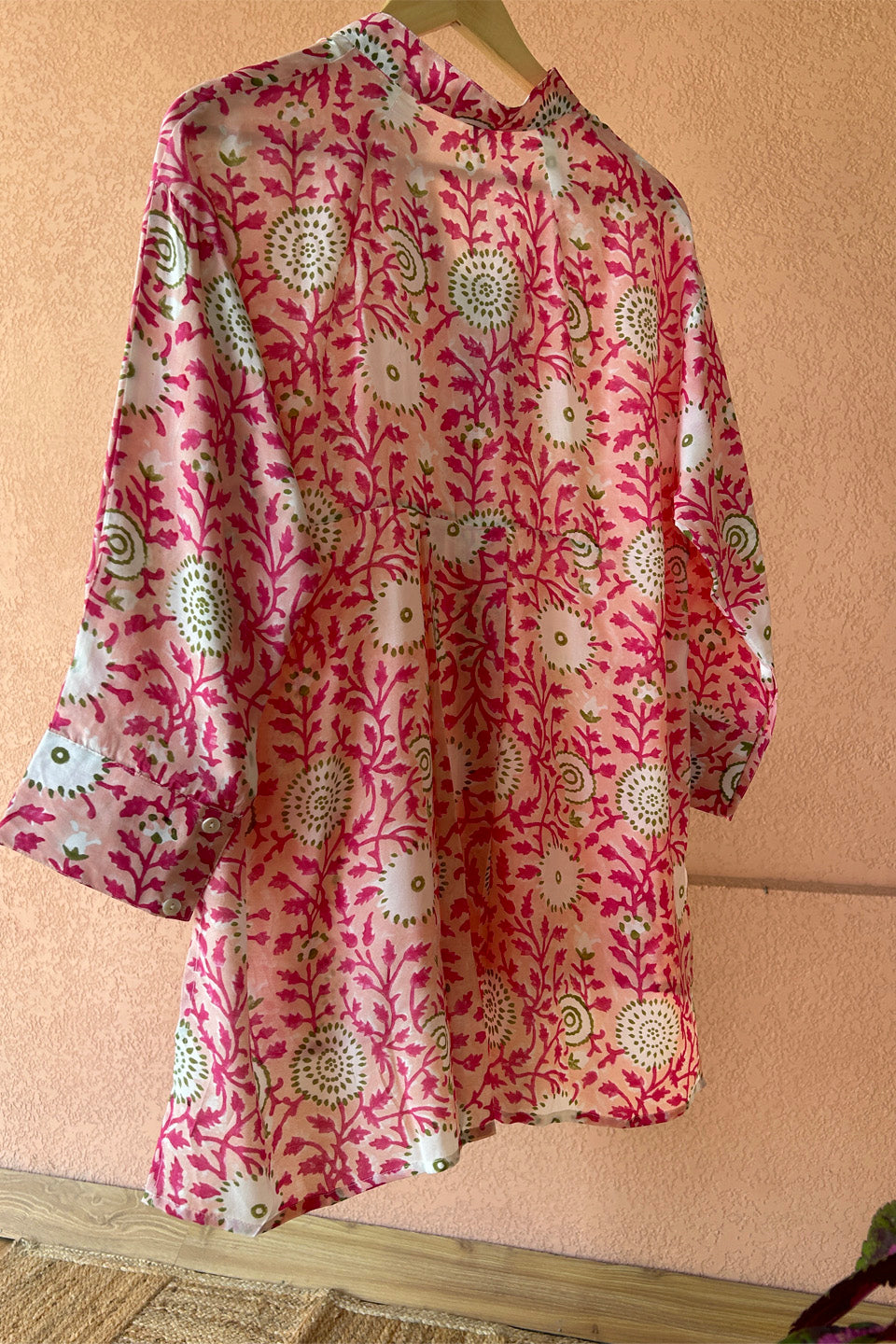 Fuchsia Floral Printed Muslin Shirt