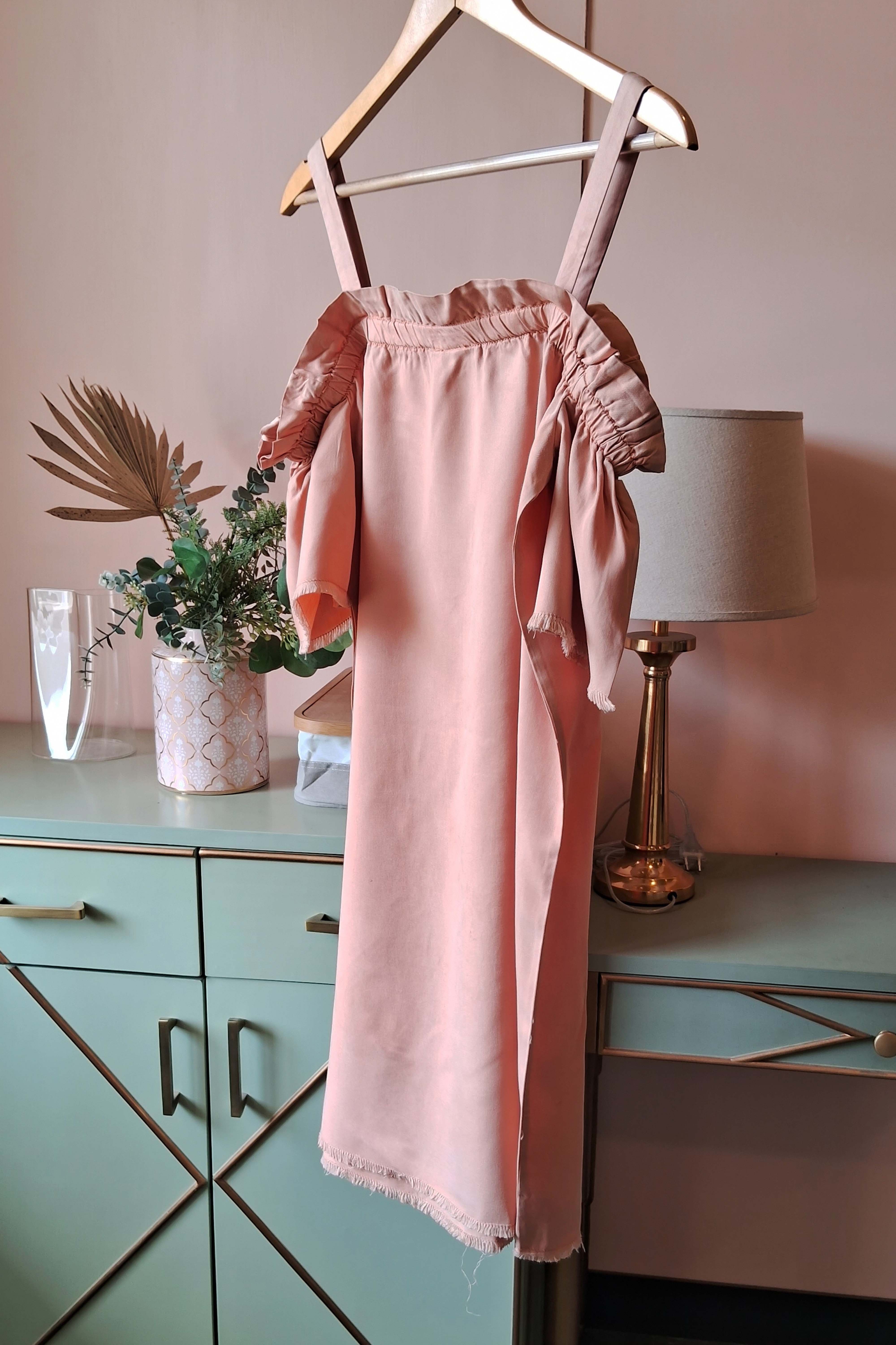 Peach Off-Shoulder Summer Dress (PL-92)