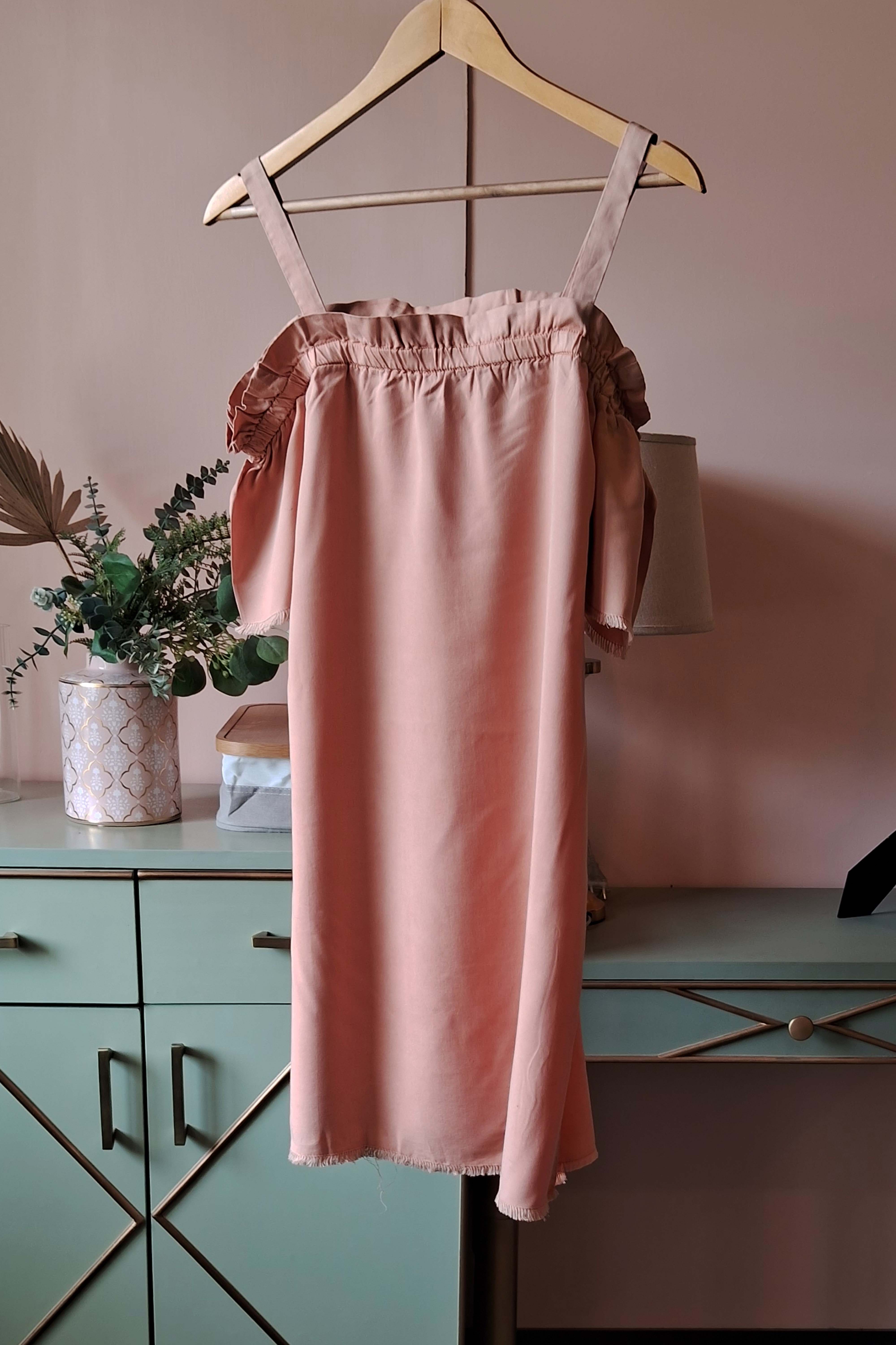 Peach Off-Shoulder Summer Dress (PL-92)
