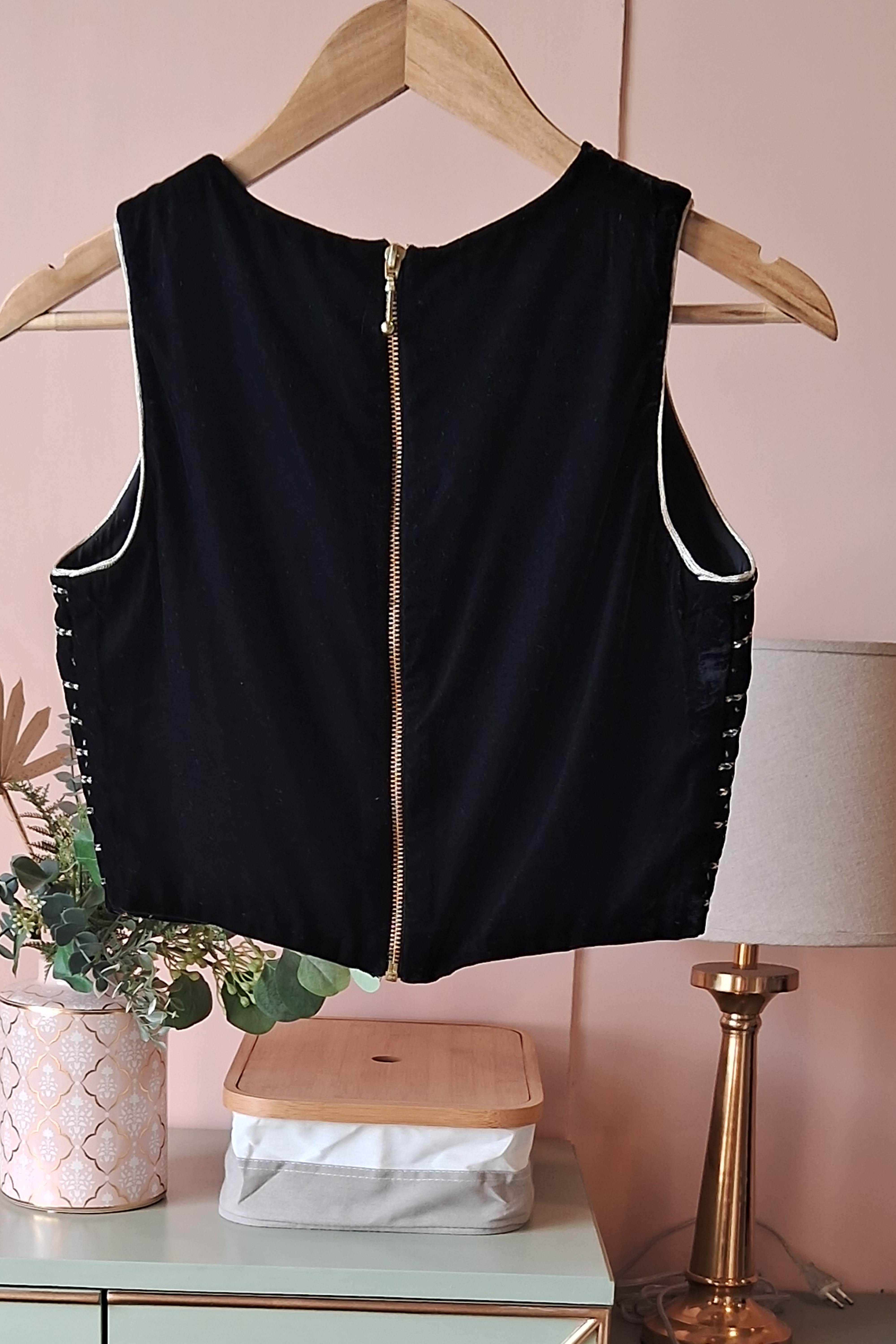 Black Velvet Hand-work Blouse (PL-96)