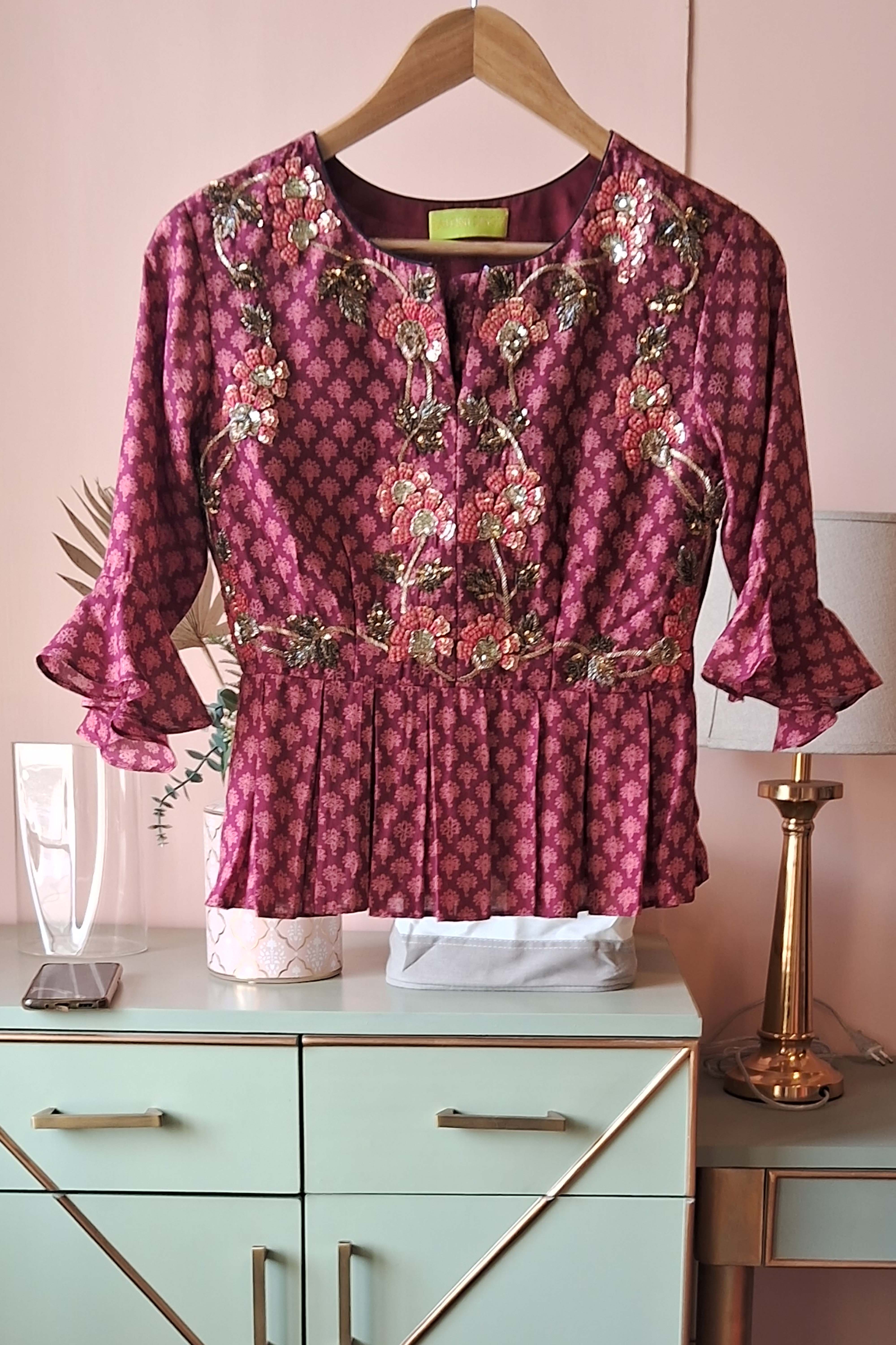 Maroon Embroidered kanchli Top (PL-99)