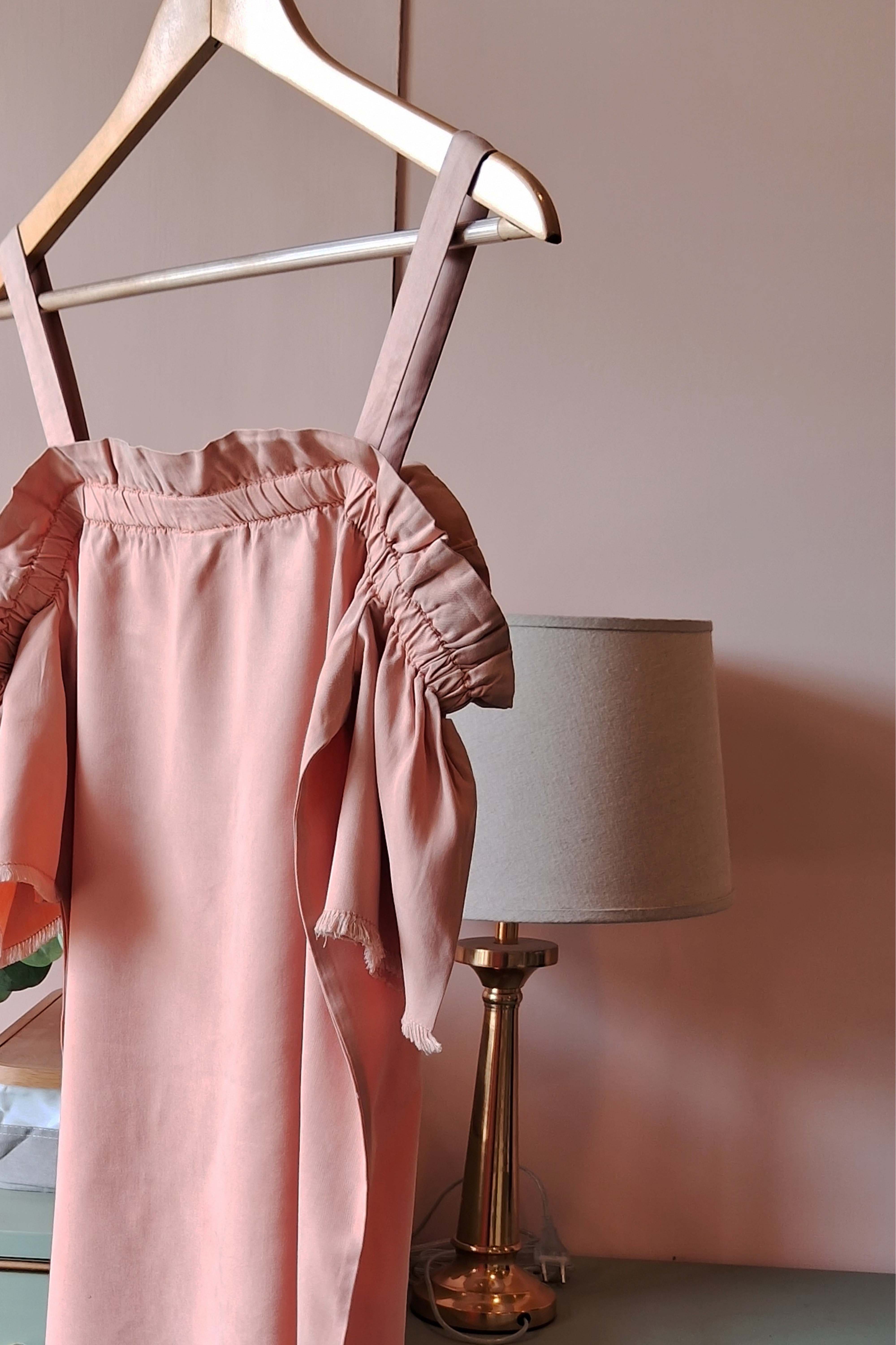 Peach Off-Shoulder Summer Dress (PL-92)