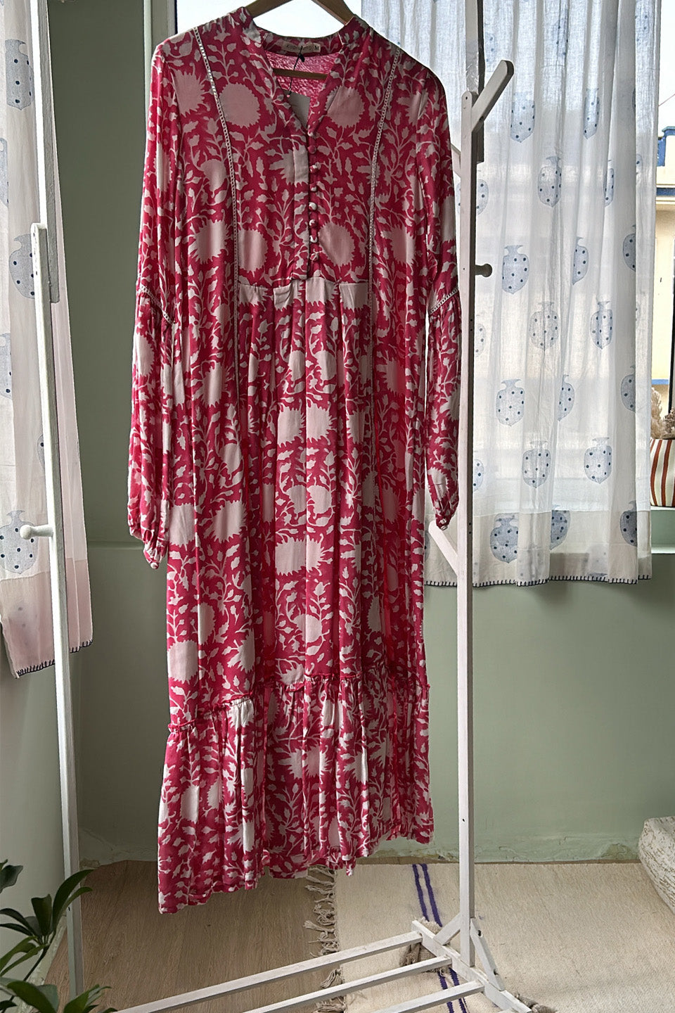 Pink Floral Printed Maxi Dress