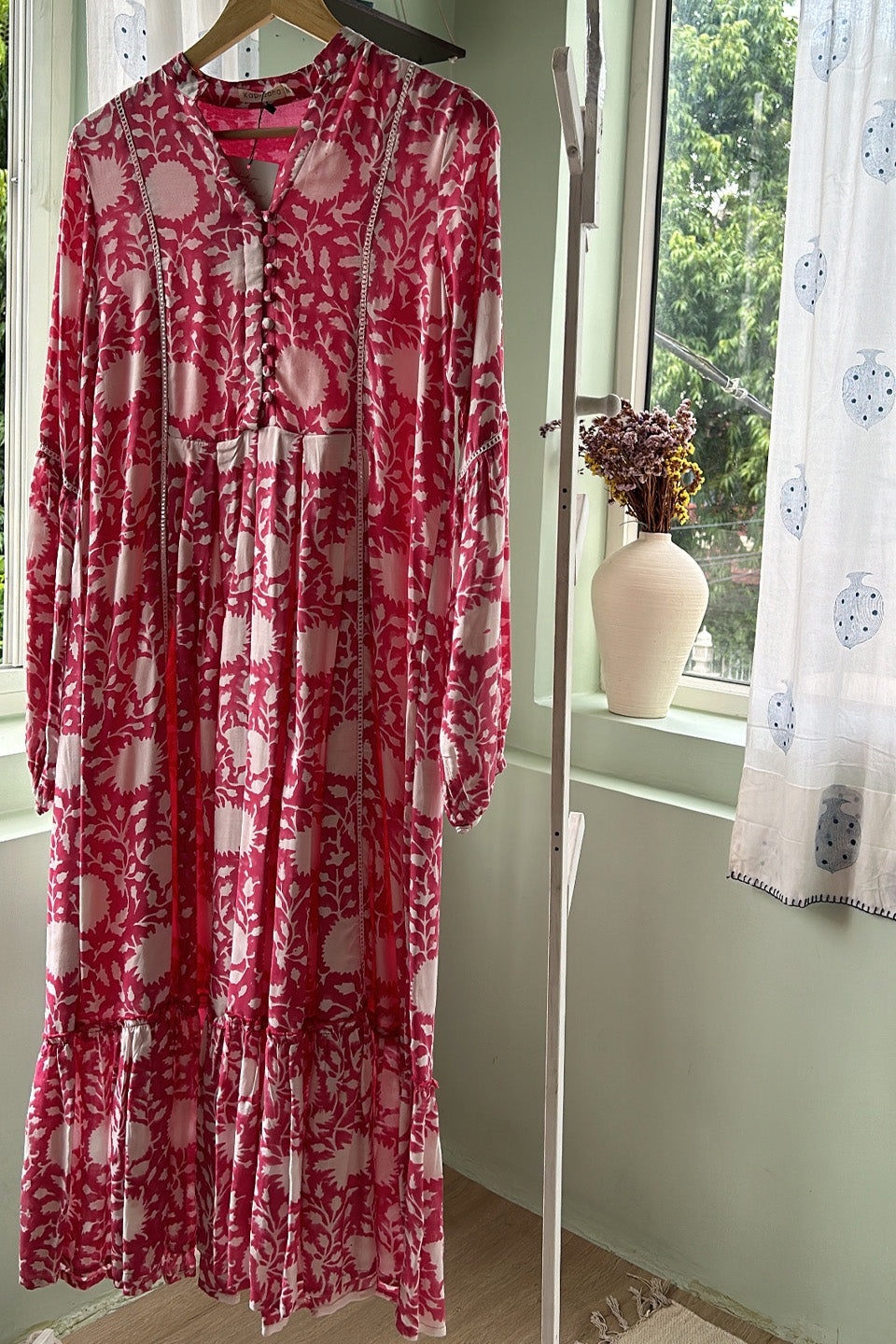 Pink Floral Printed Maxi Dress