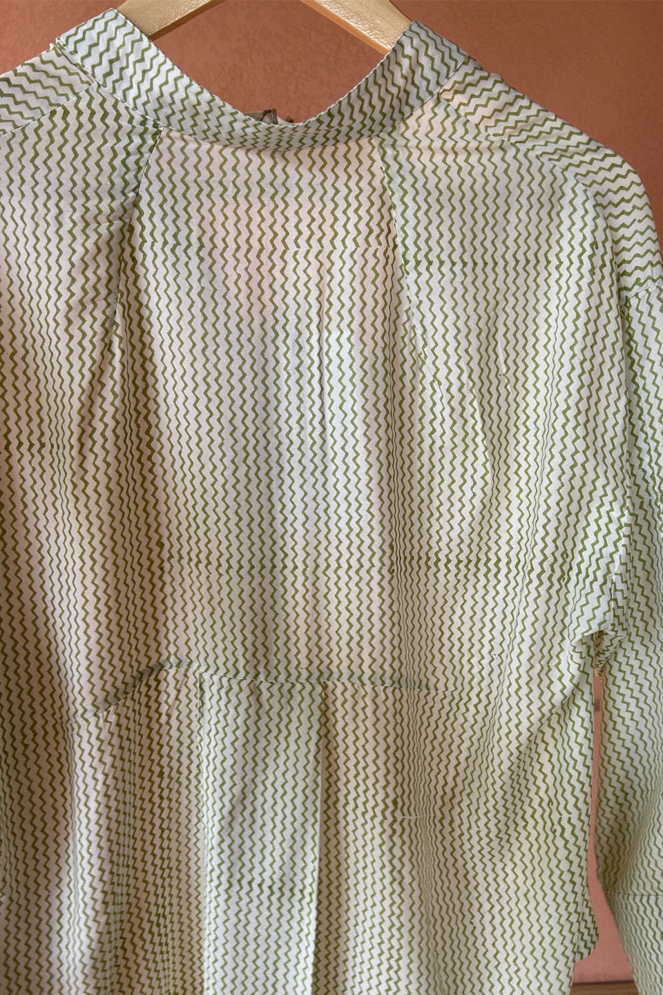 Chevron Green Muslin Shirt