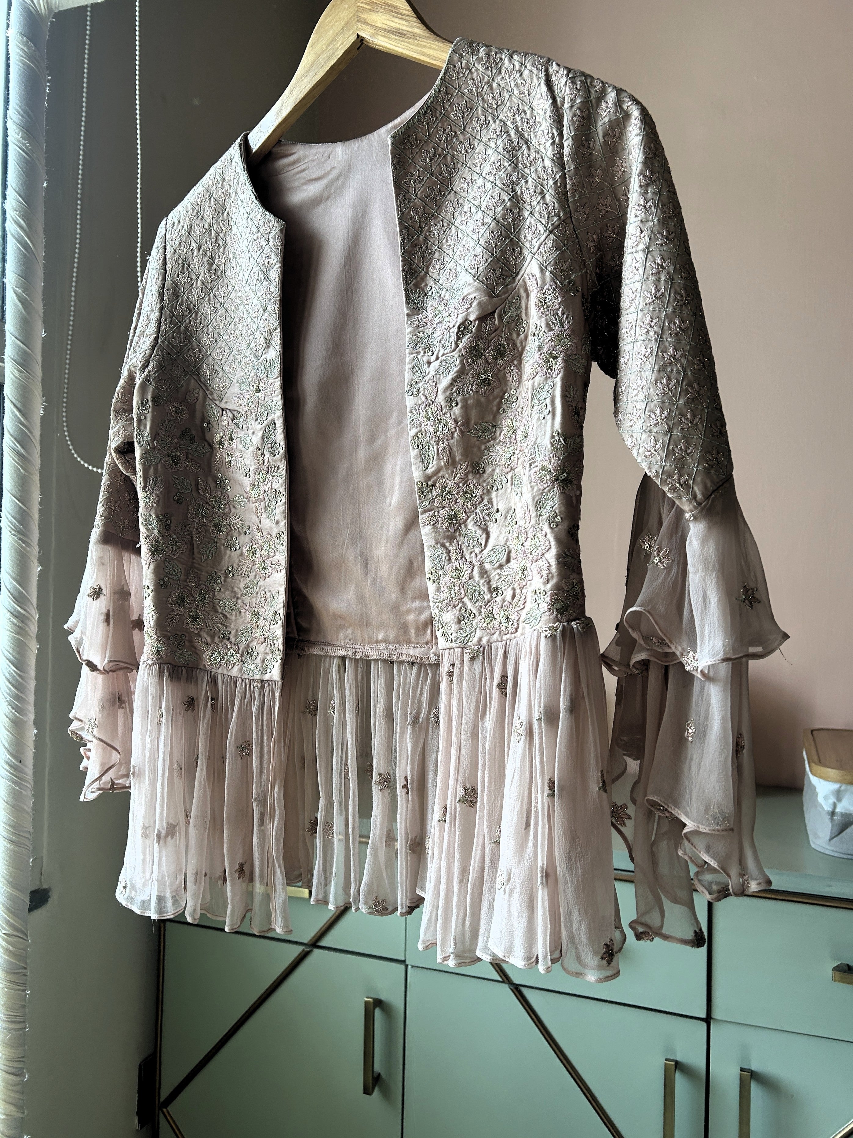 Dusty Pink Embroidered Short Jacket (PL-158)
