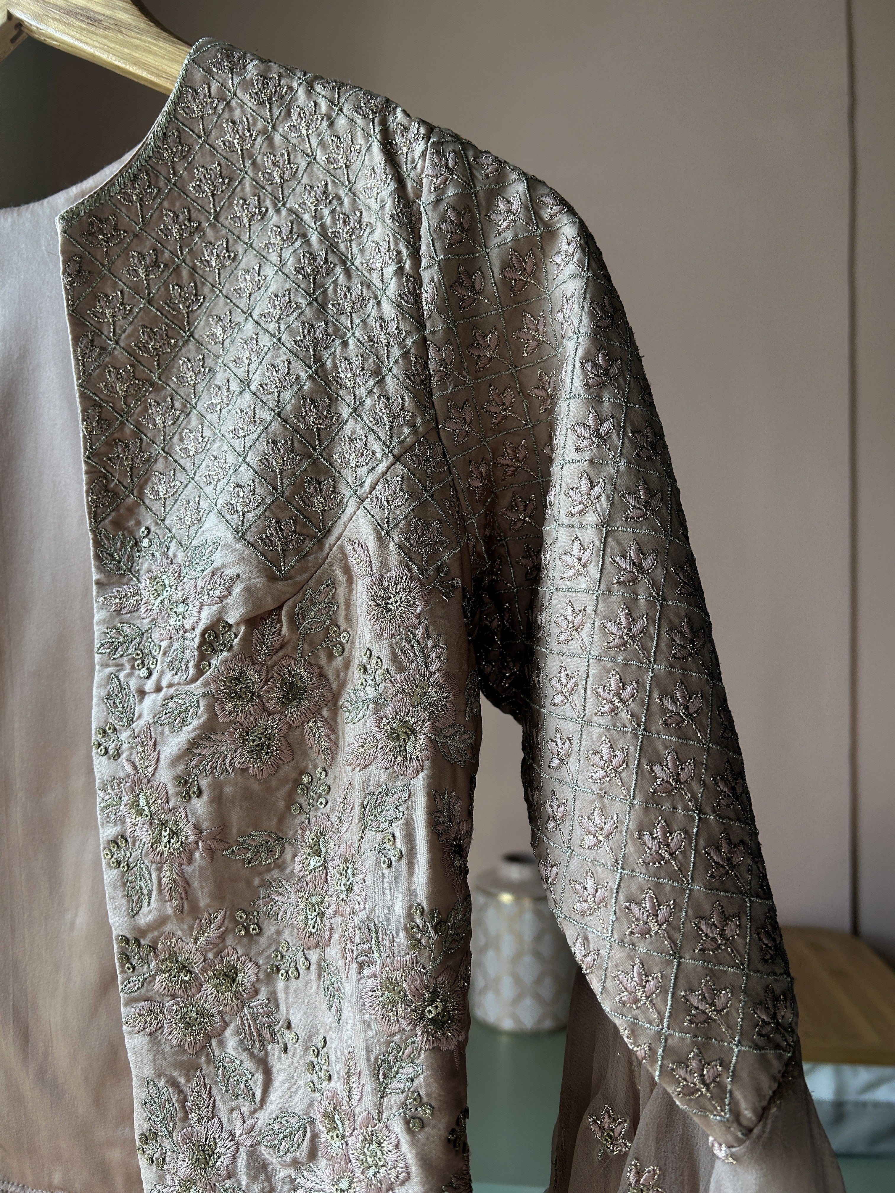 Dusty Pink Embroidered Short Jacket (PL-158)