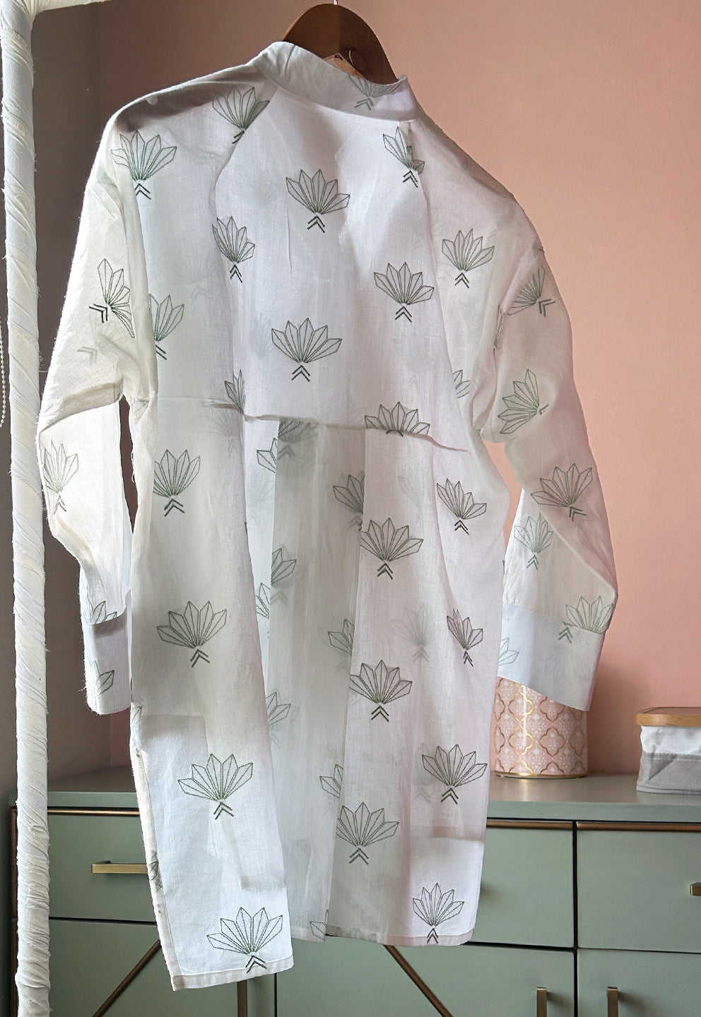 Geometric Lotus Embroidered Cotton (Shirt only)