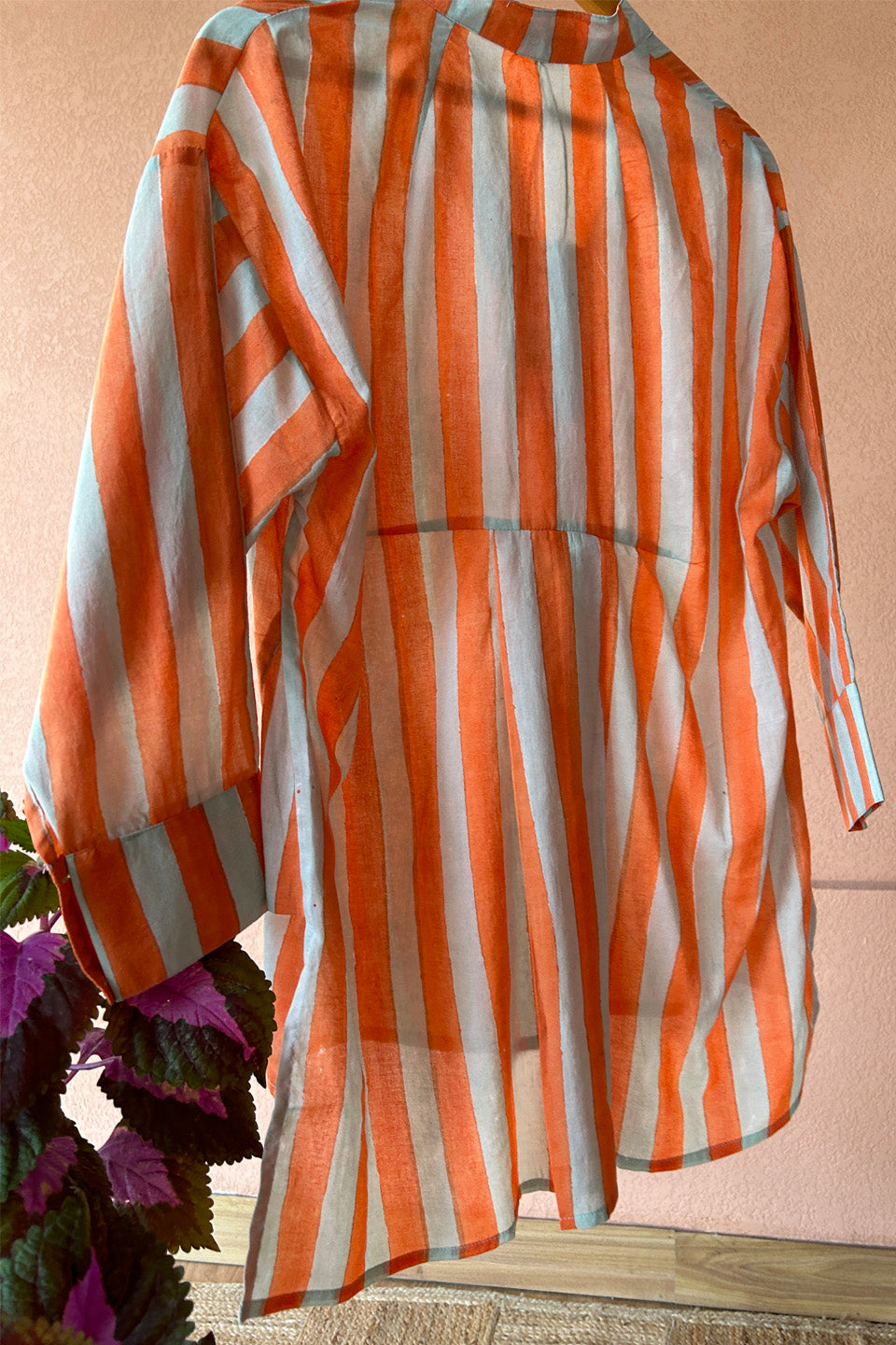 Orange Striped Muslin Shirt