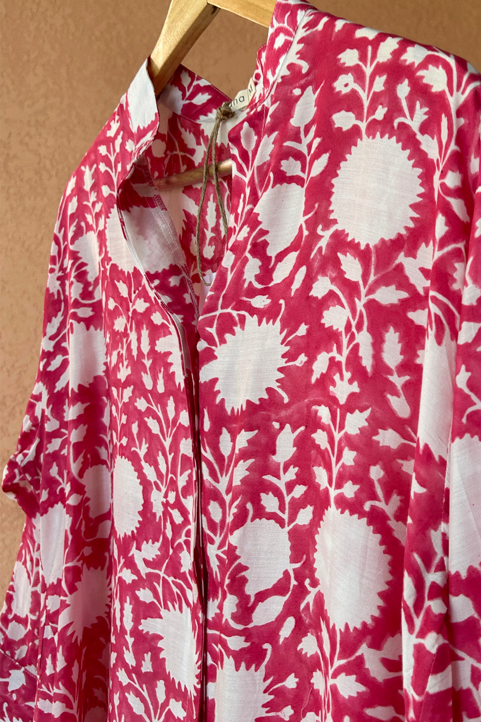 Fuchsia Crimson Bloom Floral Muslin Shirt
