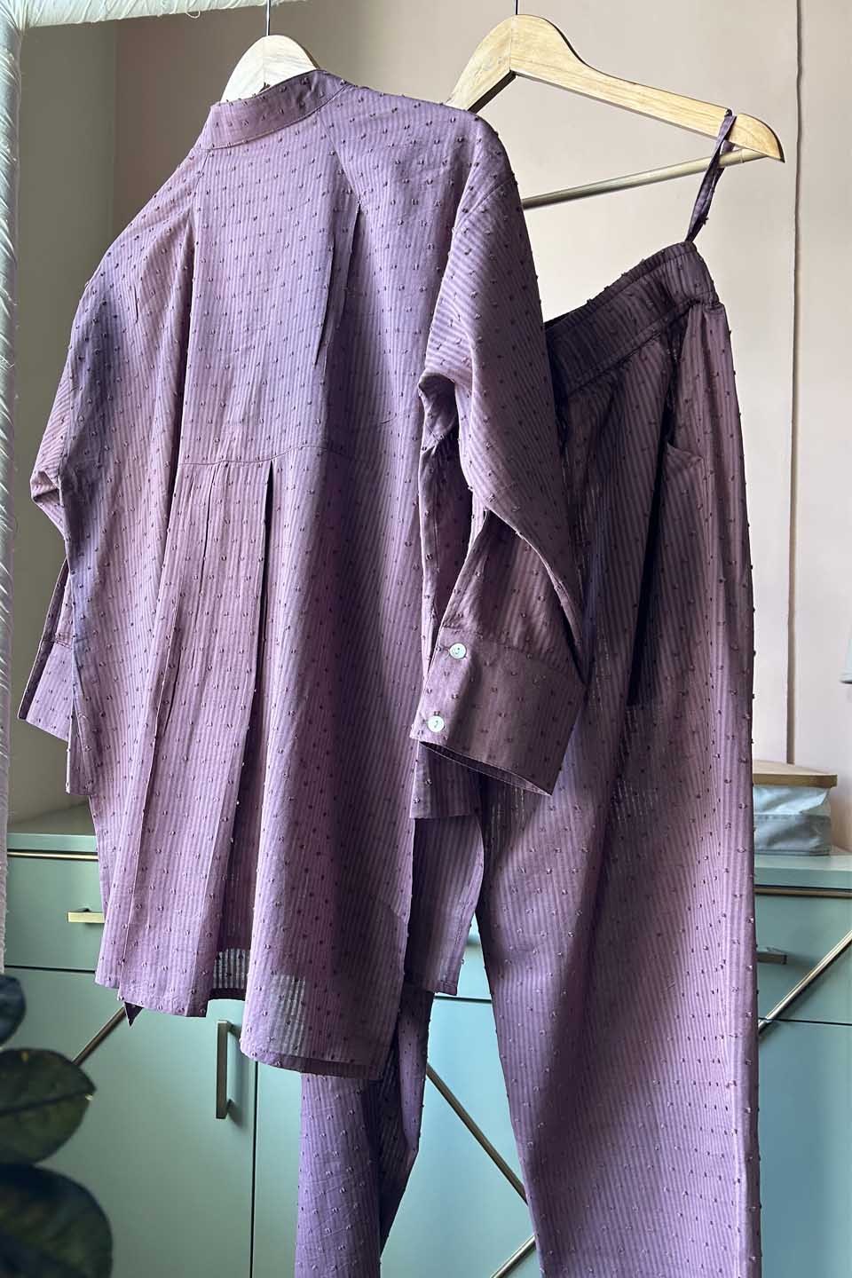 Purple Pure Cotton Co-ord Set (Set of Two)