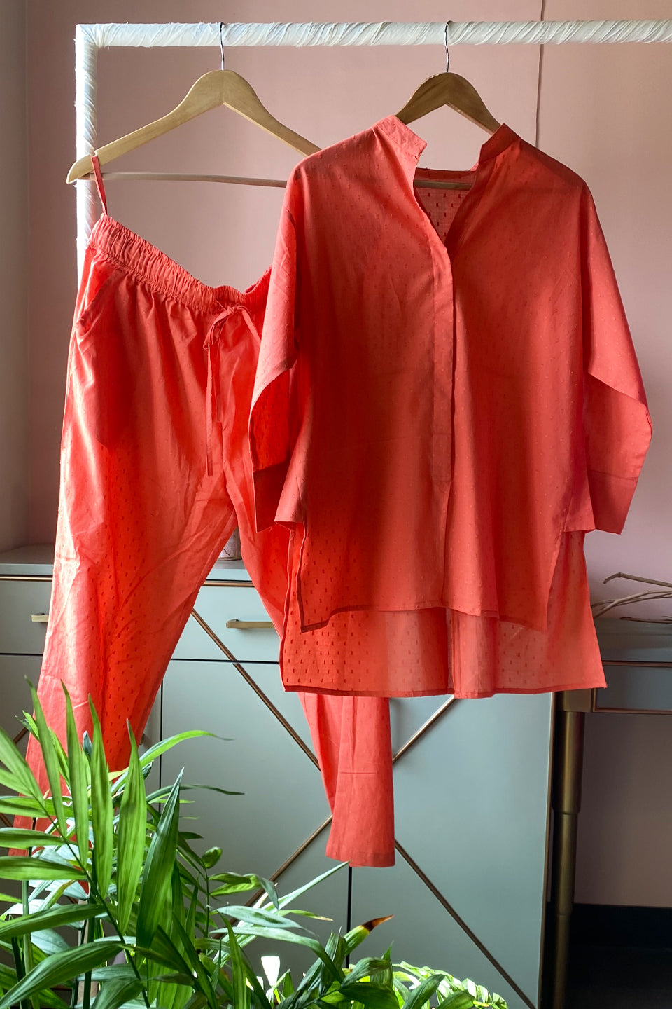 Orange Pure Cotton Co-ord Set (Set of Two)