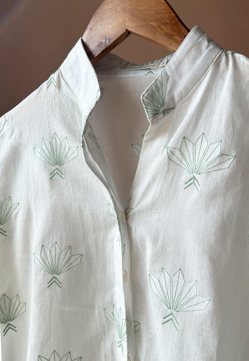 Geometric Lotus Embroidered Cotton (Shirt only)