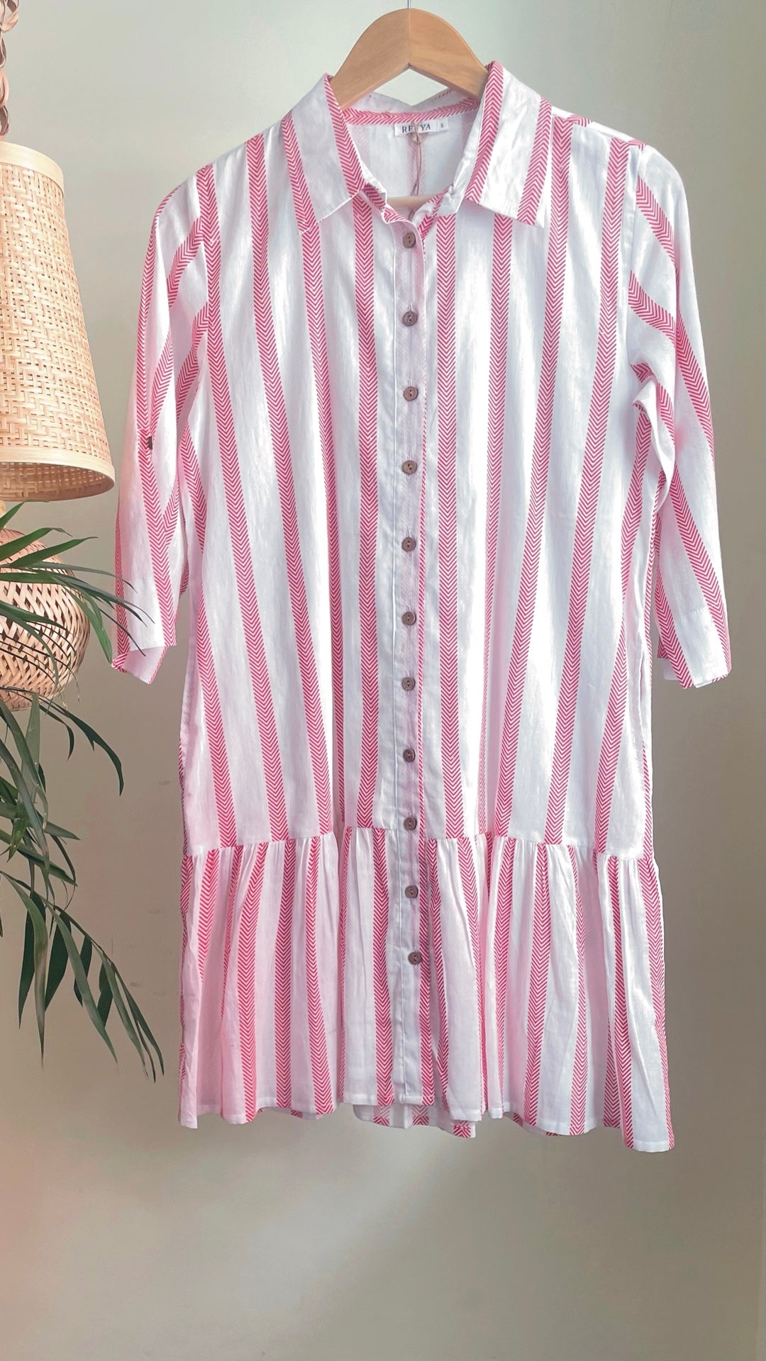 White and Red Chevron Cotton Summer Dress