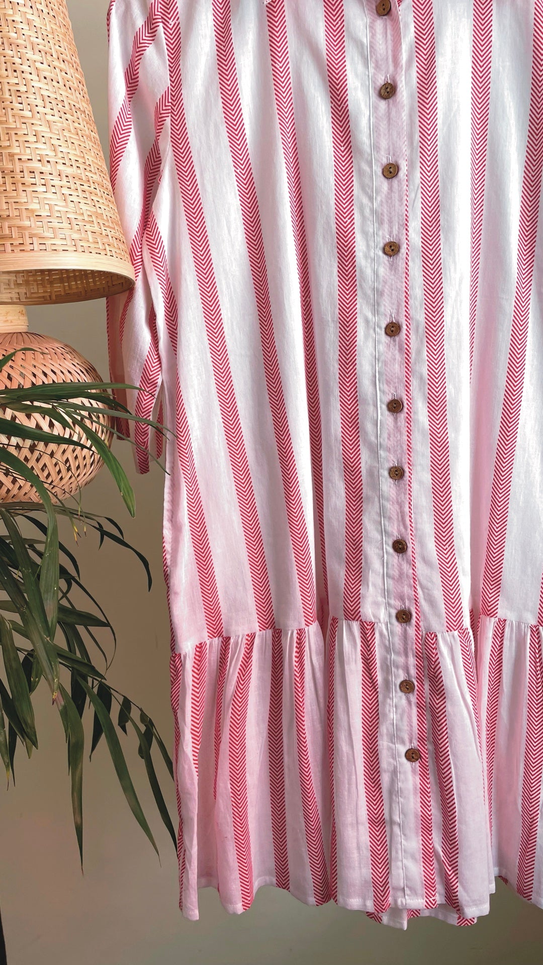 White and Red Chevron Cotton Summer Dress