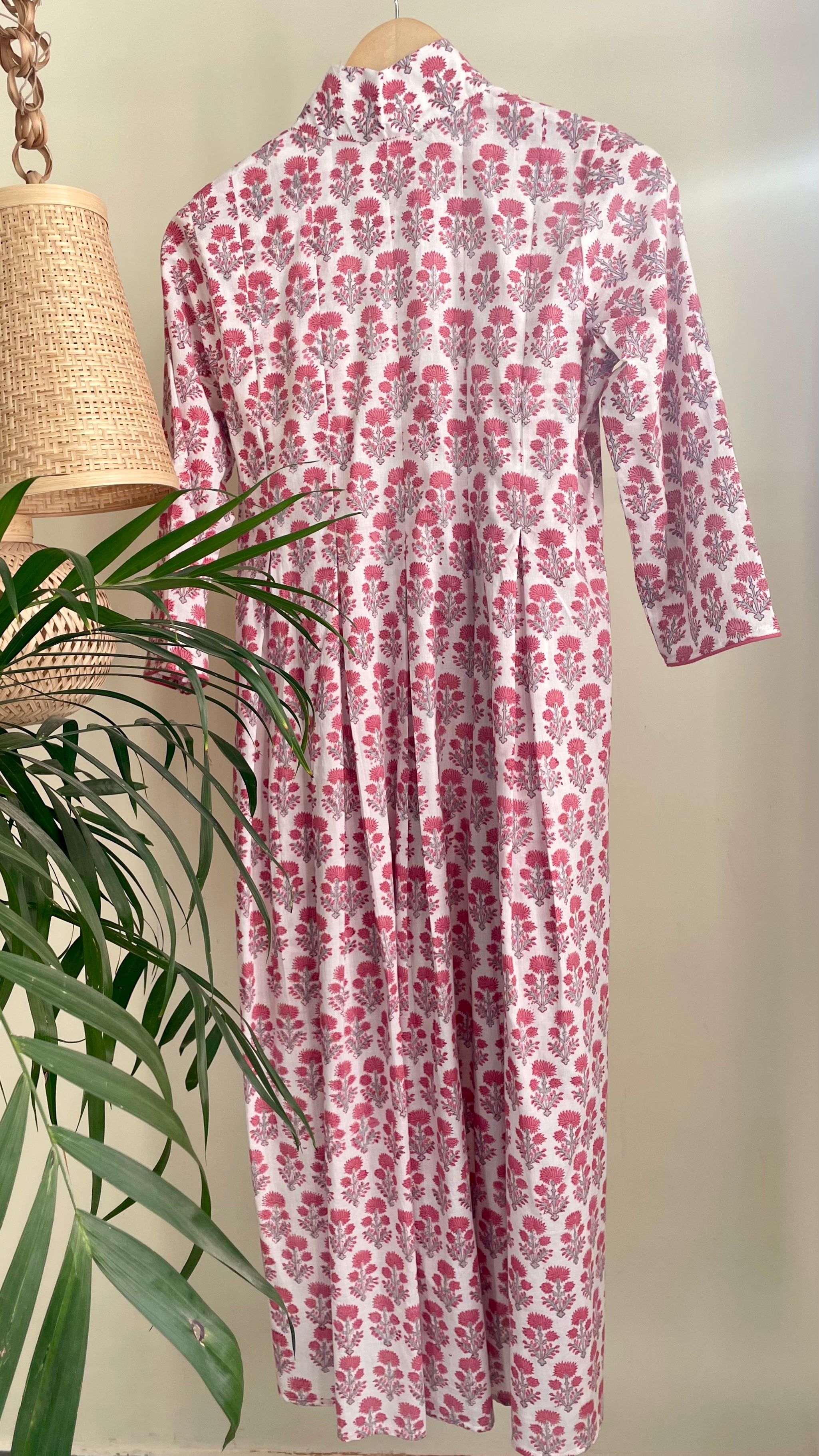 Pink Block Printed Maxi