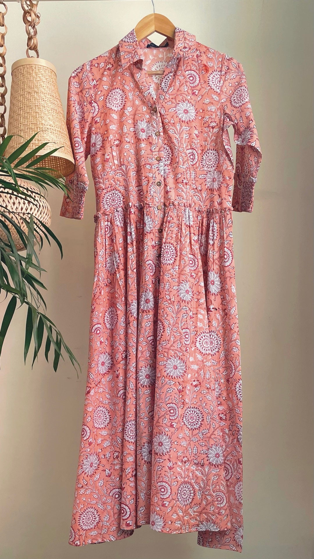 Peach Floral Shirt-Dress
