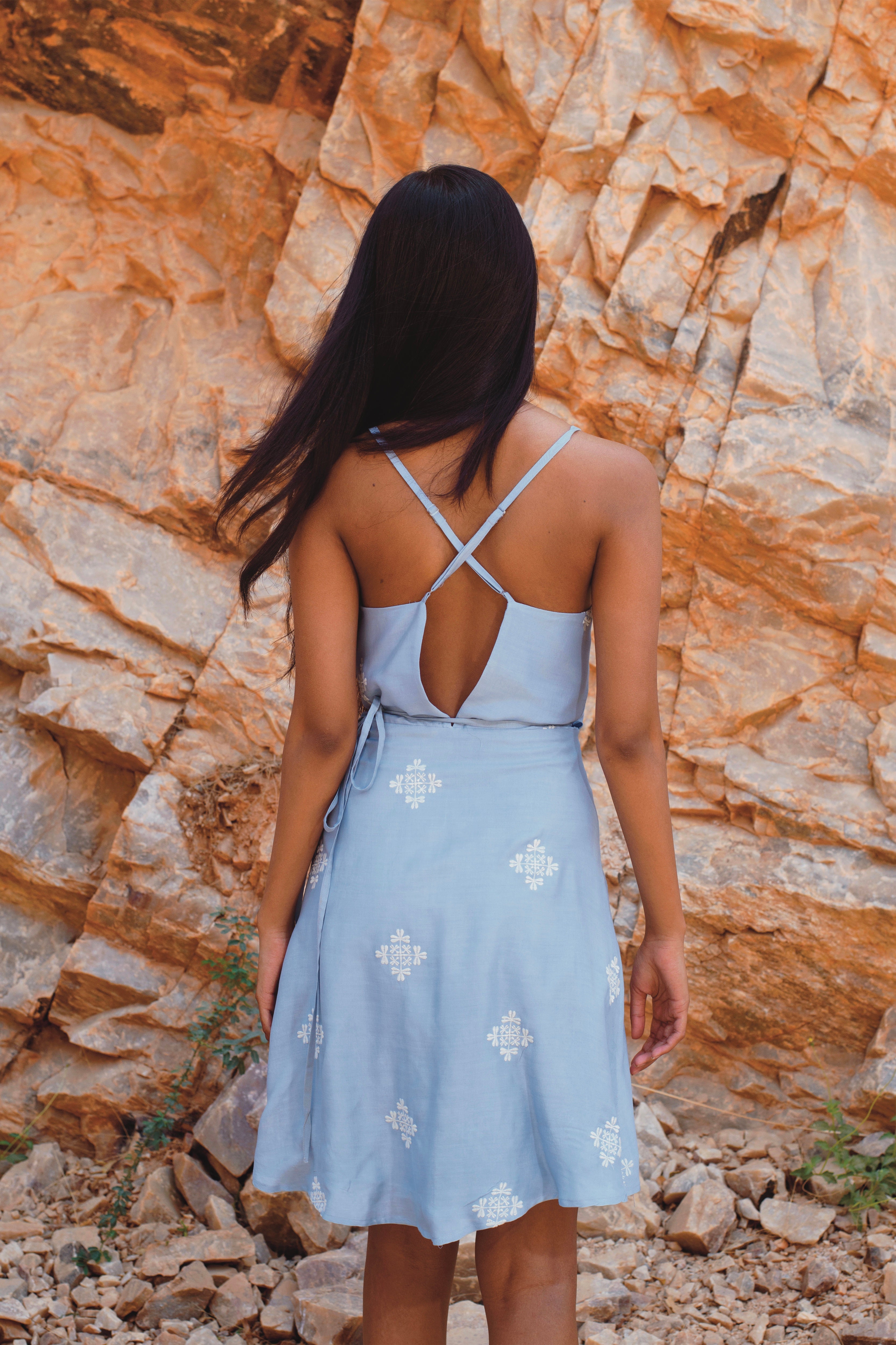 Sky Blue Wrap Dress