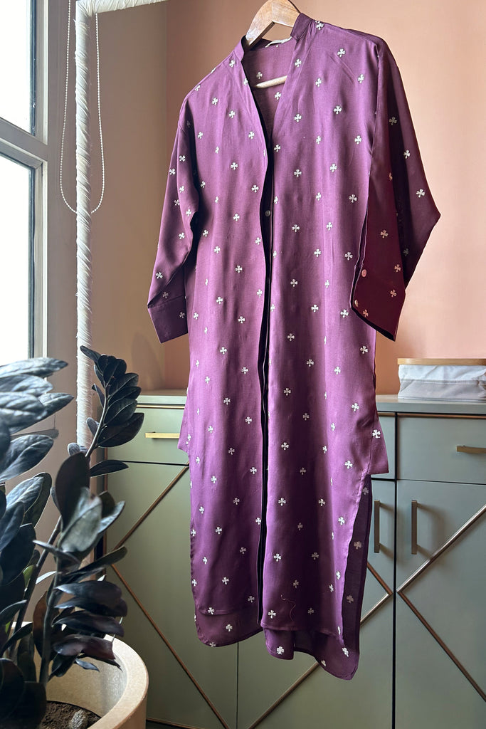 Purple Embroidered Muslin (Tunic only)