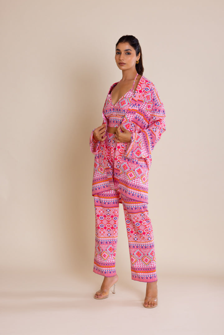 Fuchsia Abstract Printed Co-ord Set