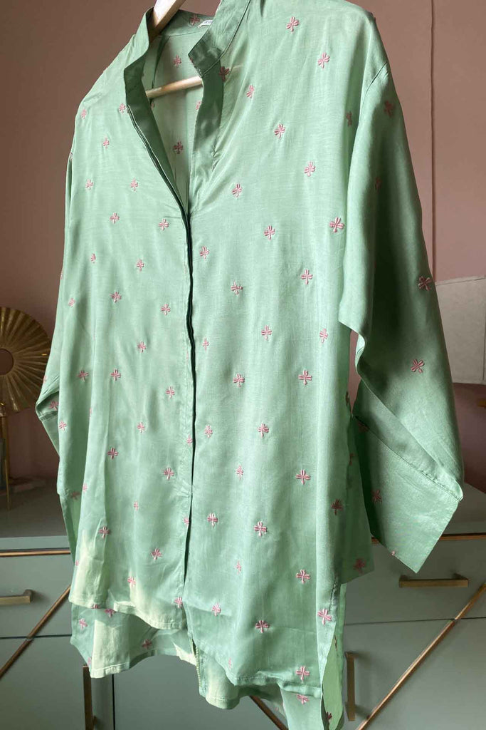 Sage Green Embroidered Muslin (Shirt only)