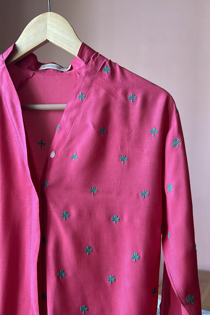 Fuchsia Embroidered Muslin (Tunic only)