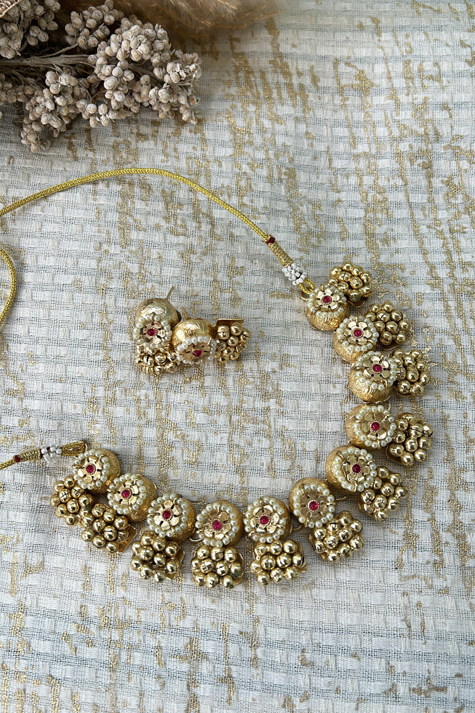 The Rani Silver Necklace with Earrings (Gold Plated)