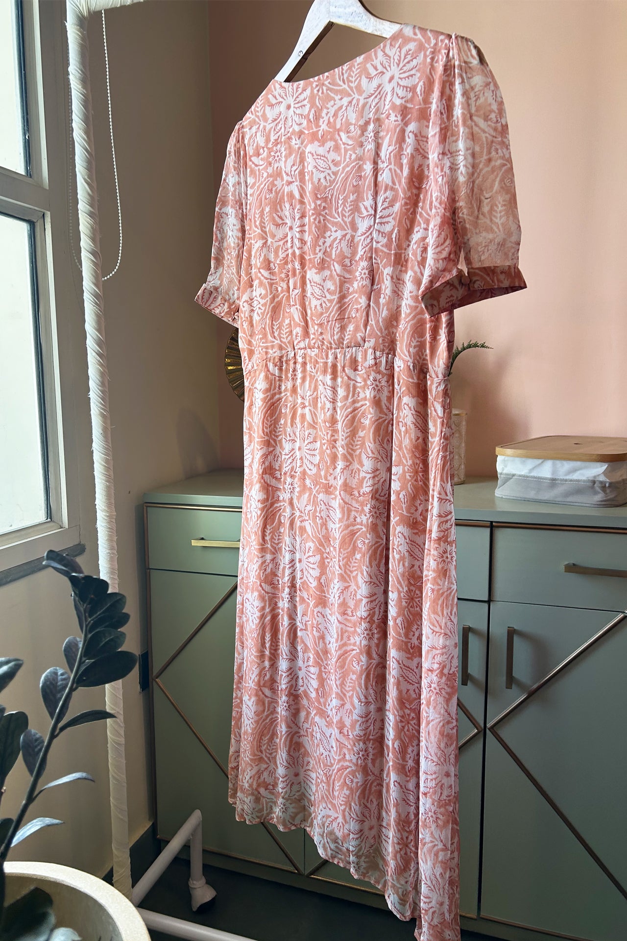 Peach Chiffon Maxi Dress